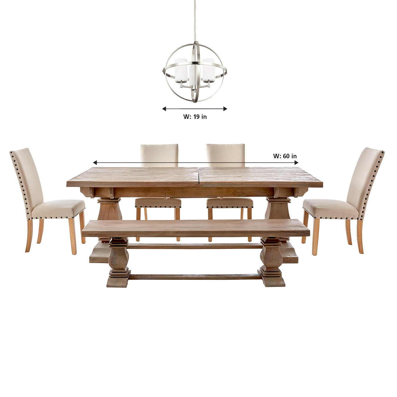 Alturas Brushed Nickel 3-Light Chandelier with Etched Glass