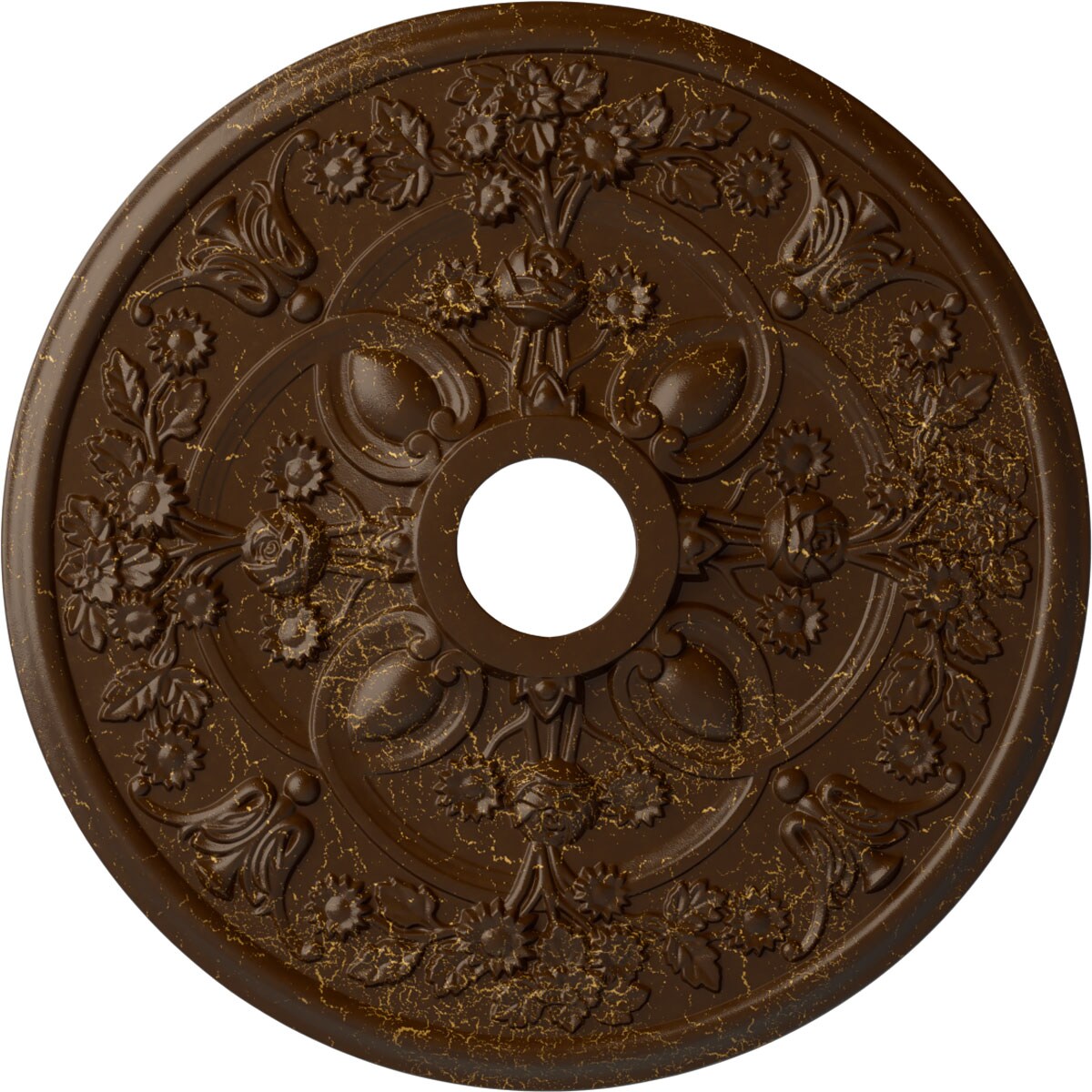 Ekena Millwork CM30RORBC Rose 30.875-in W x 30.875-in L Painted Root Beer Crackle Polyurethane Whole Ceiling Medallion