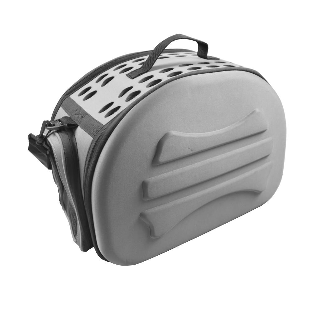 Pet Life Grey Circular Shelled Perforate Collapsible Military Grade  Transporter Pet Carrier, 18.2 L X 14.6 W X 12.2 H