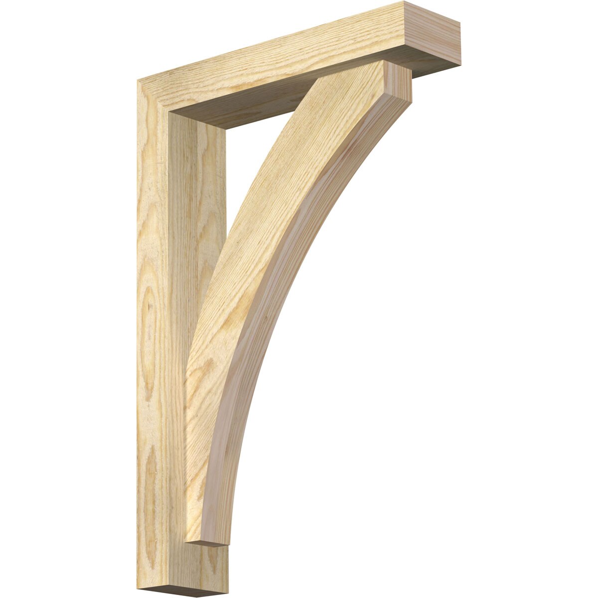 Ekena Millwork 1464010 Thorton Block Rough Sawn Bracket with Offset Brace 4-in x 16-in x 24-in Douglas fir Brown Wood Standard bracket
