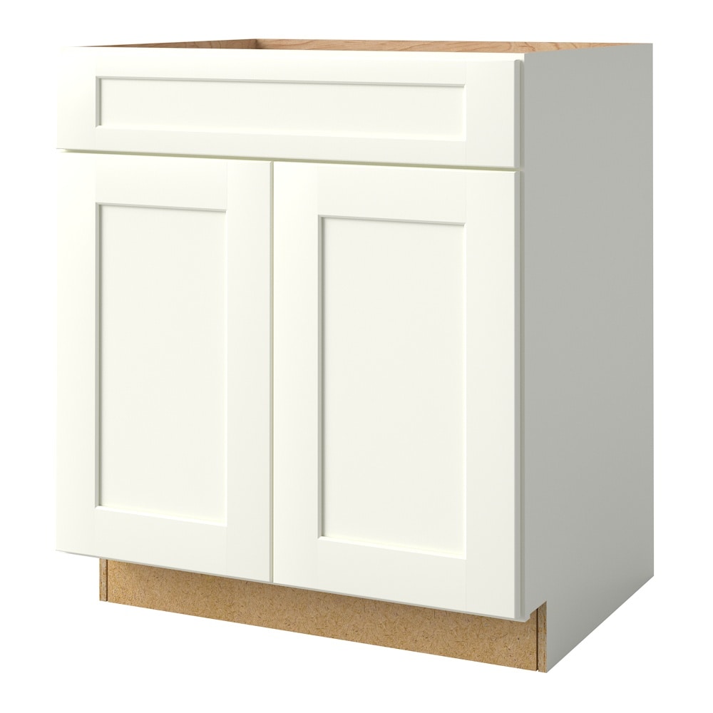 Aveley 30-in W x 34.5-in H x 24-in D Linen Sink Base Fully Assembled Cabinet (Flat Panel Shaker Style) in White | - allen + roth 25319AV