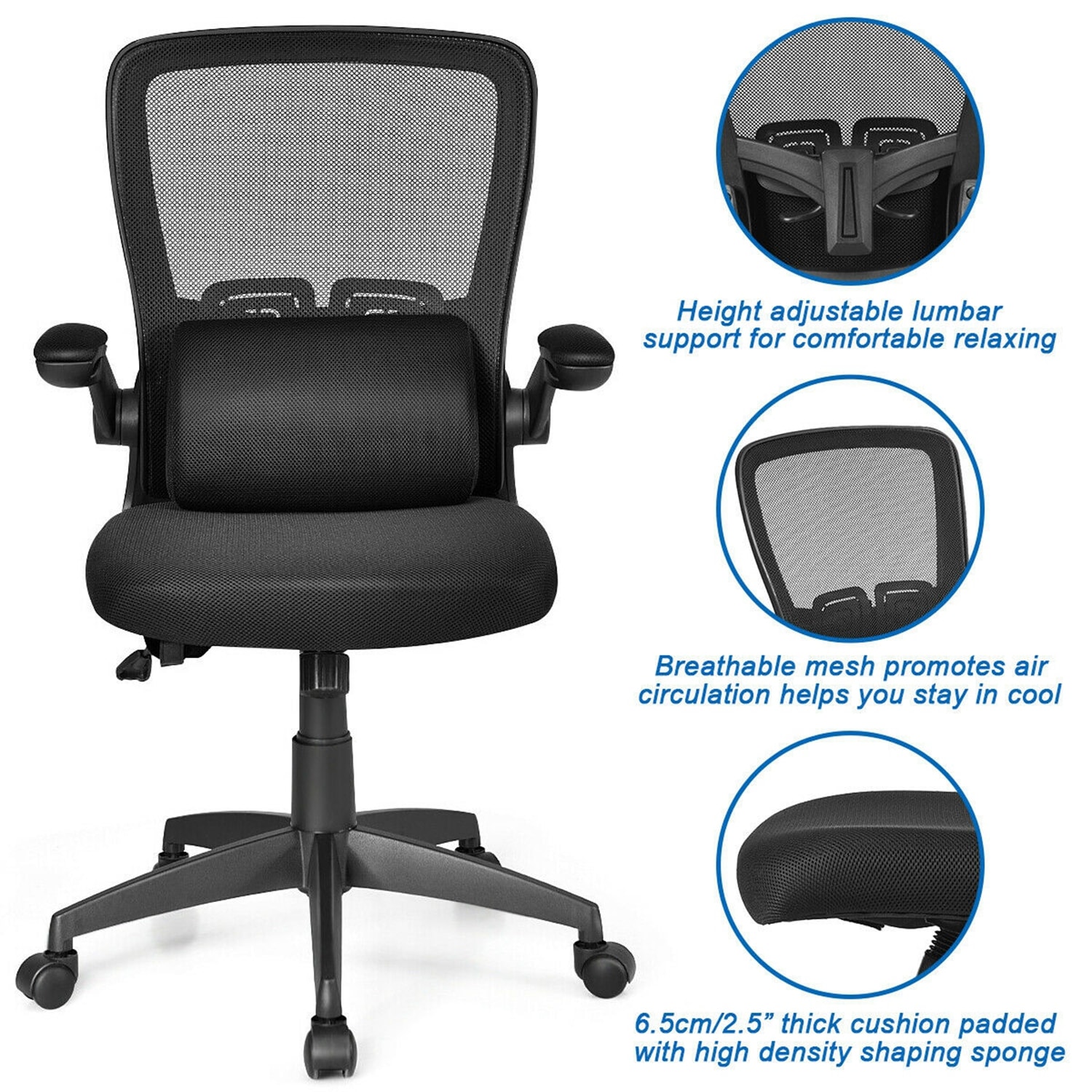 Ergonomic Desk Chair | Supportive Office Chair with Padded Cushions