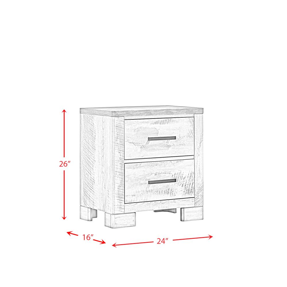 Adam Rustic Gray 2-Drawer Rubberwood Nightstand