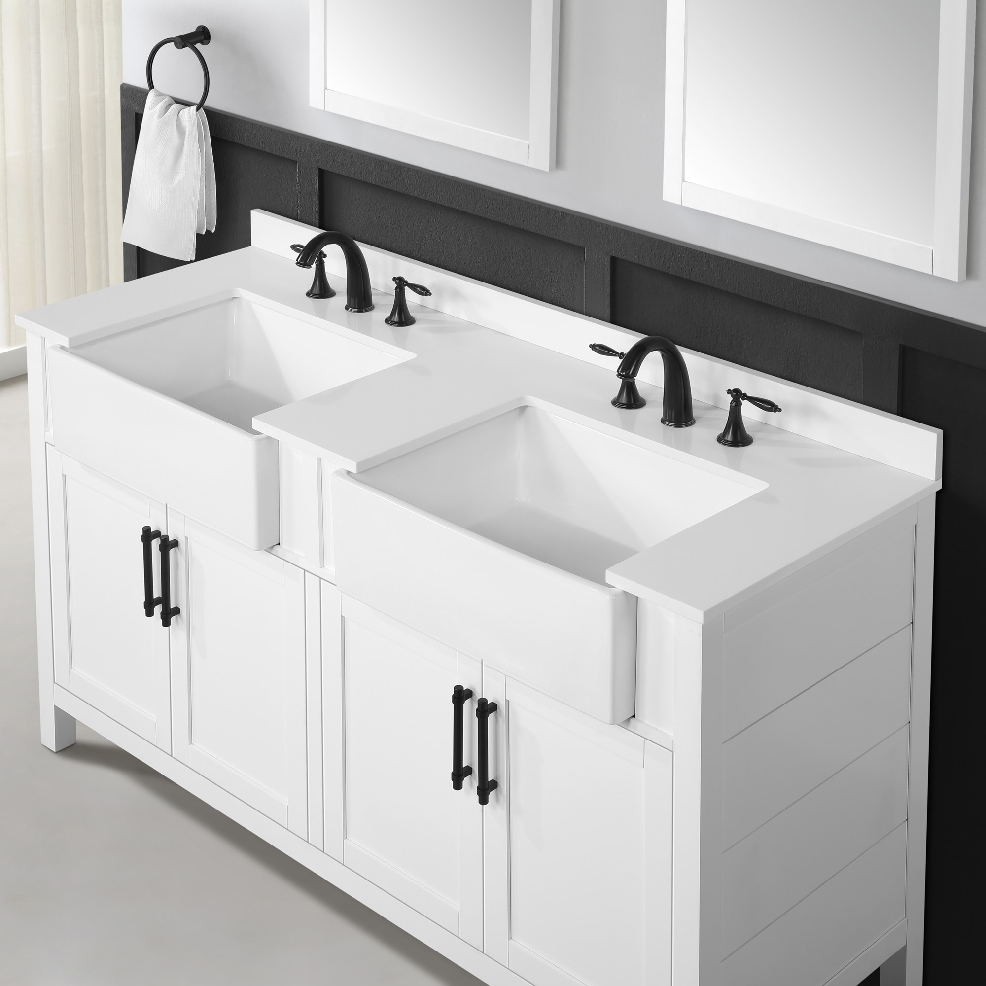 Ove Decors Cruz 60 in. Double Sink Bathroom Vanity in Pure White