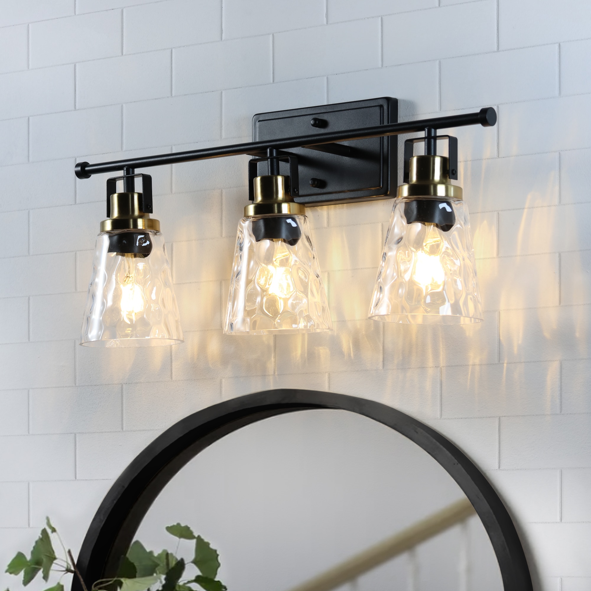 ExBrite LWSVL1310BV Luxurious 23-in 3 -Light Matte Black Glam Vanity light