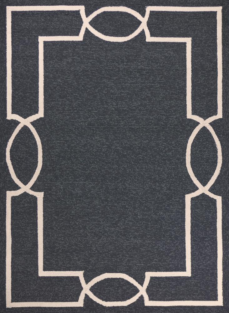 Everyday Woven EVE52265X7 5 x 7 (ft) Hooked Polypropylene Onyx Rectangular Outdoor Border Mid-Century Modern Area rug