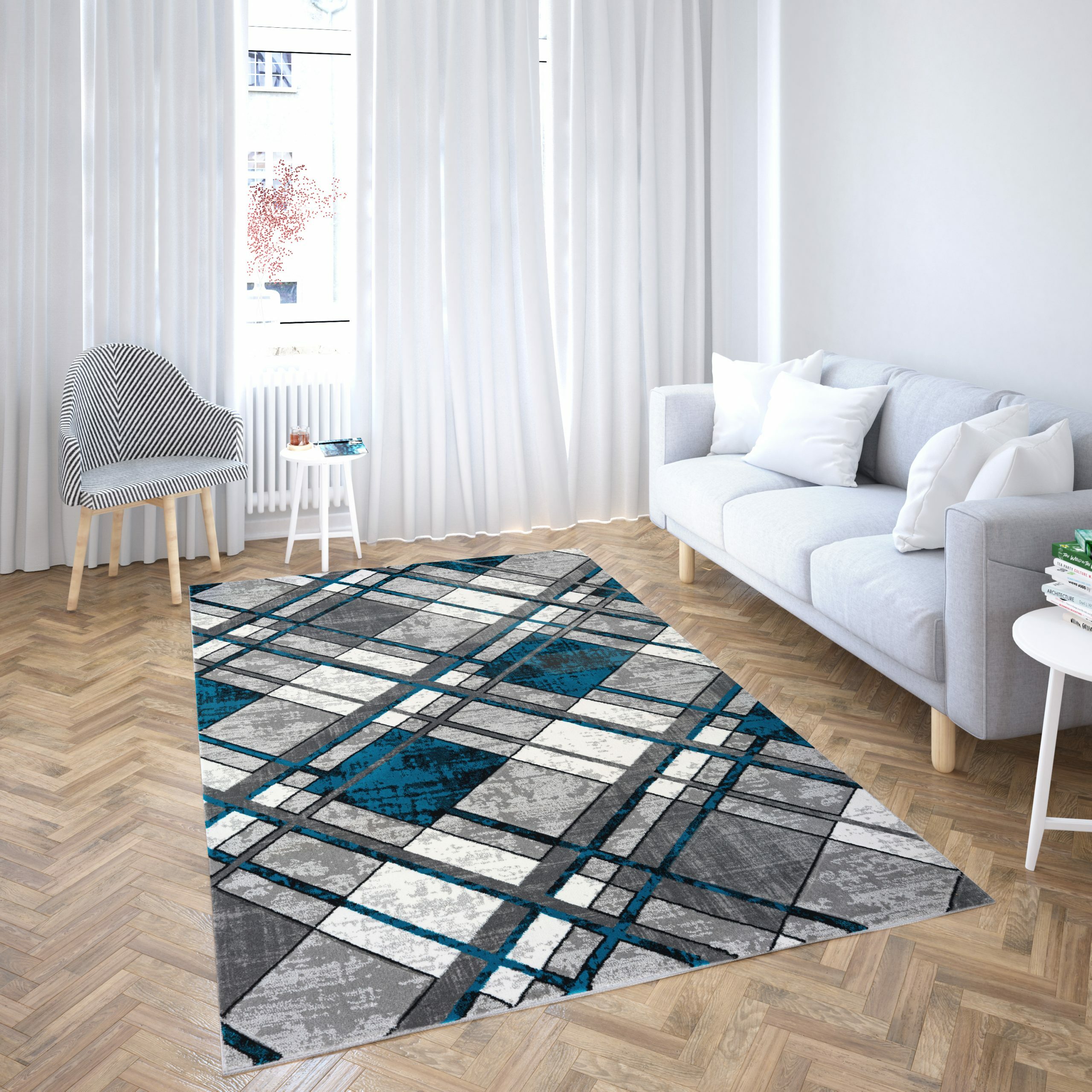 LBaiet 4 X 6 (ft) Blue Indoor Geometric Area Rug RG879G46 at Lowes.com