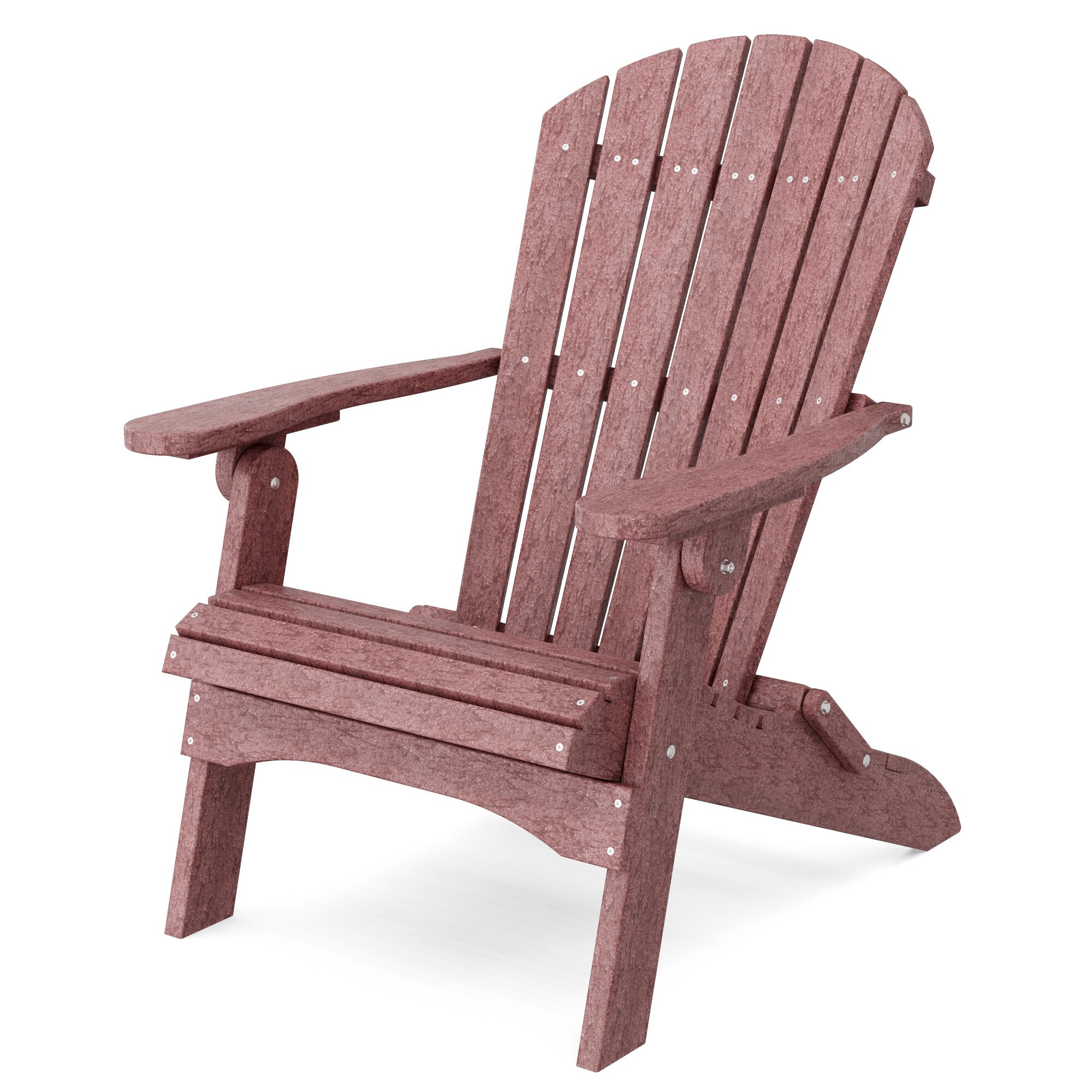 Wildridge LCC-107-CW Heritage Folding Cherrywood HDPE Frame Stationary Adirondack Chair with Slat Seat