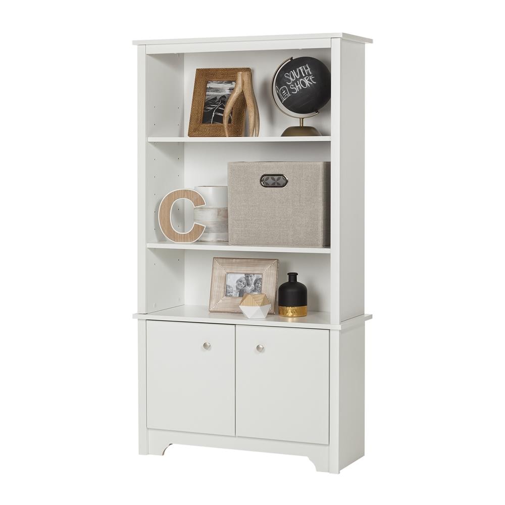 South Shore Furniture Vito Pure White 3-Shelf Bookcase with Doors (13 ...