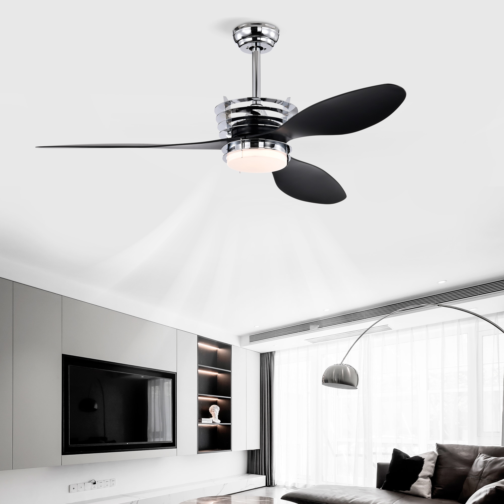 LTMATE LSY52EDC5010R-CH JAZAVA 52-in Color-Changing Chrome with ABS Blades Fandelier - Remote Included ( 3 -Blade )