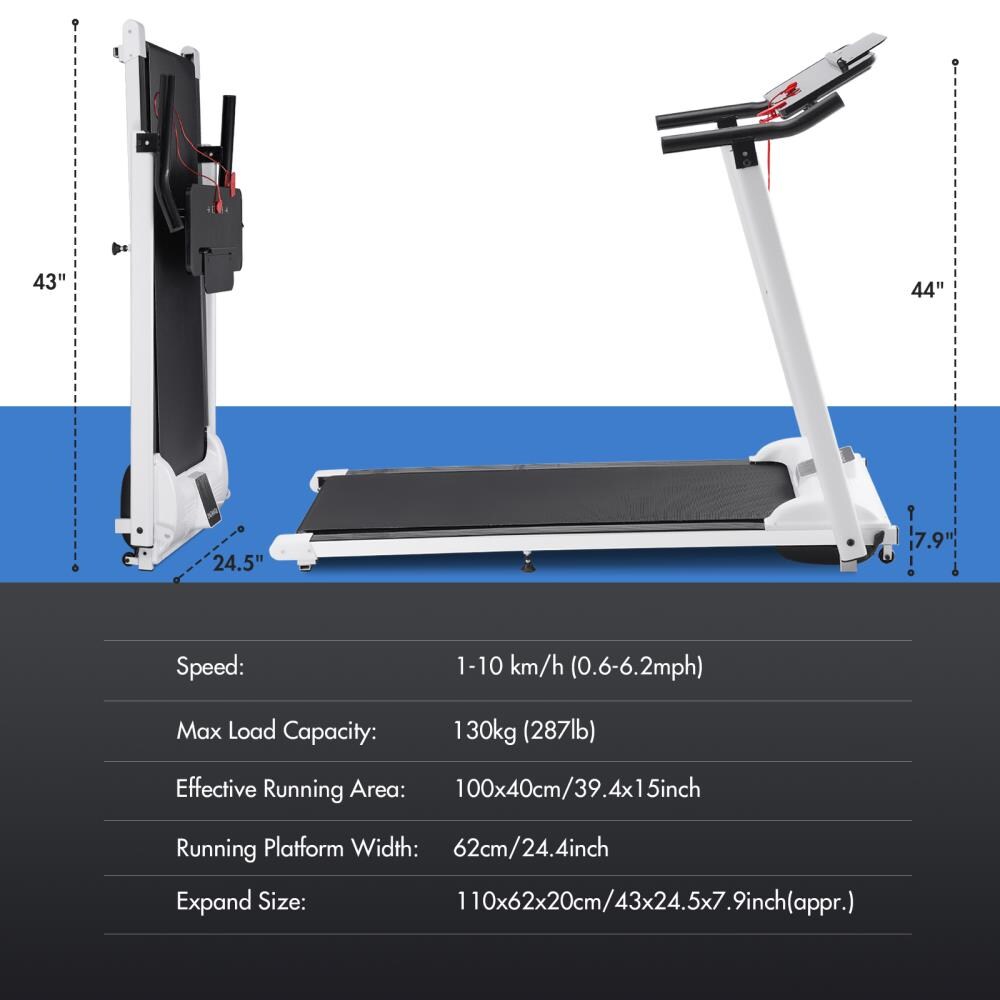 Space Saving Motorised Treadmill 0.6-6.2MPH Walking Machine with LCD Display