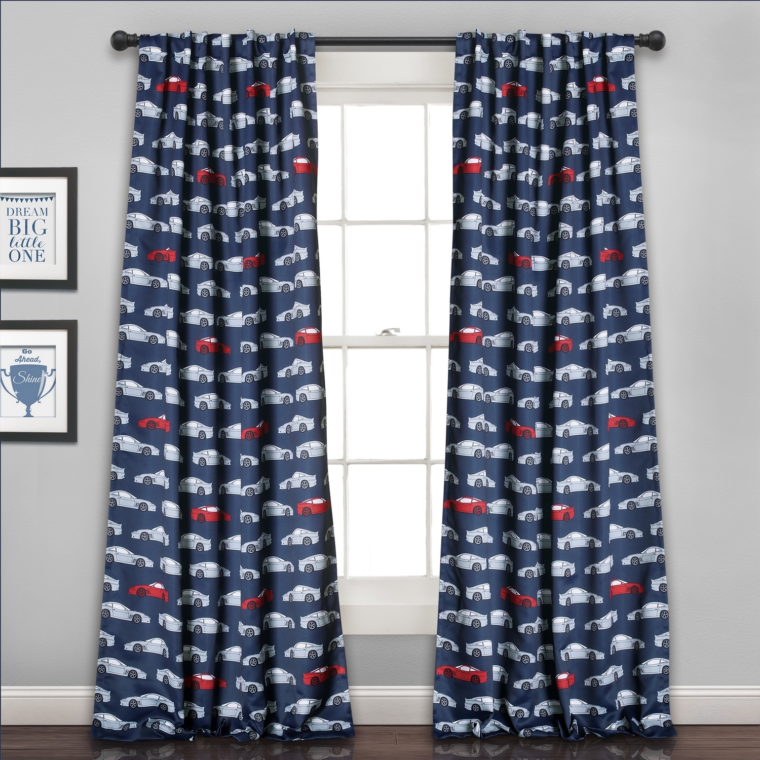 Lush Decor 16T000556 84-Inches Navy Light filtering Back tab Curtain panel pair