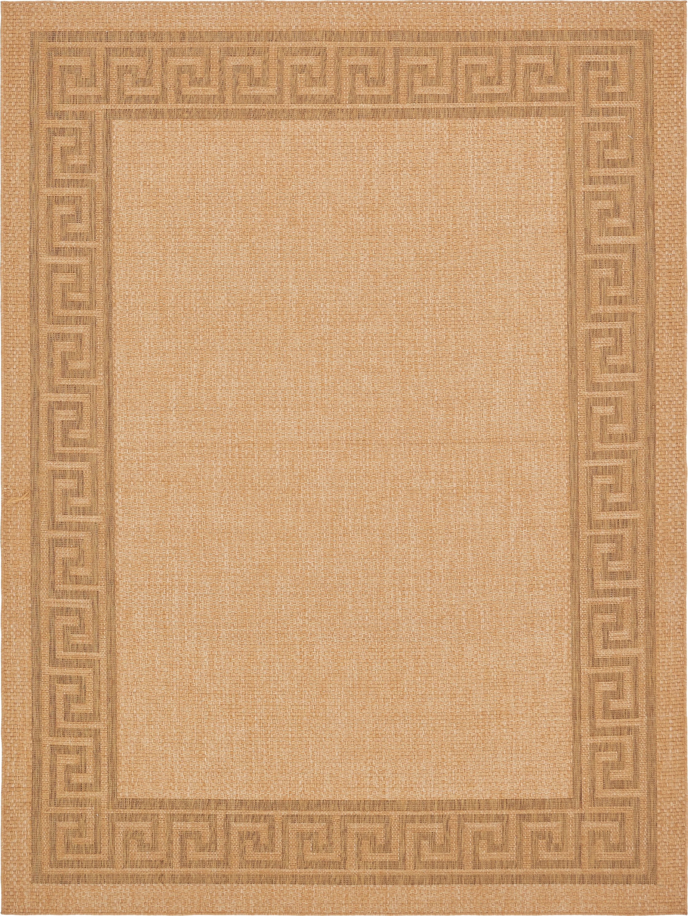 Unique Loom 3140981 Greek Key Outdoor 9 x 12 (ft) Loomed Polypropylene Brown/Tan Rectangular Indoor/Outdoor Geometric Area rug