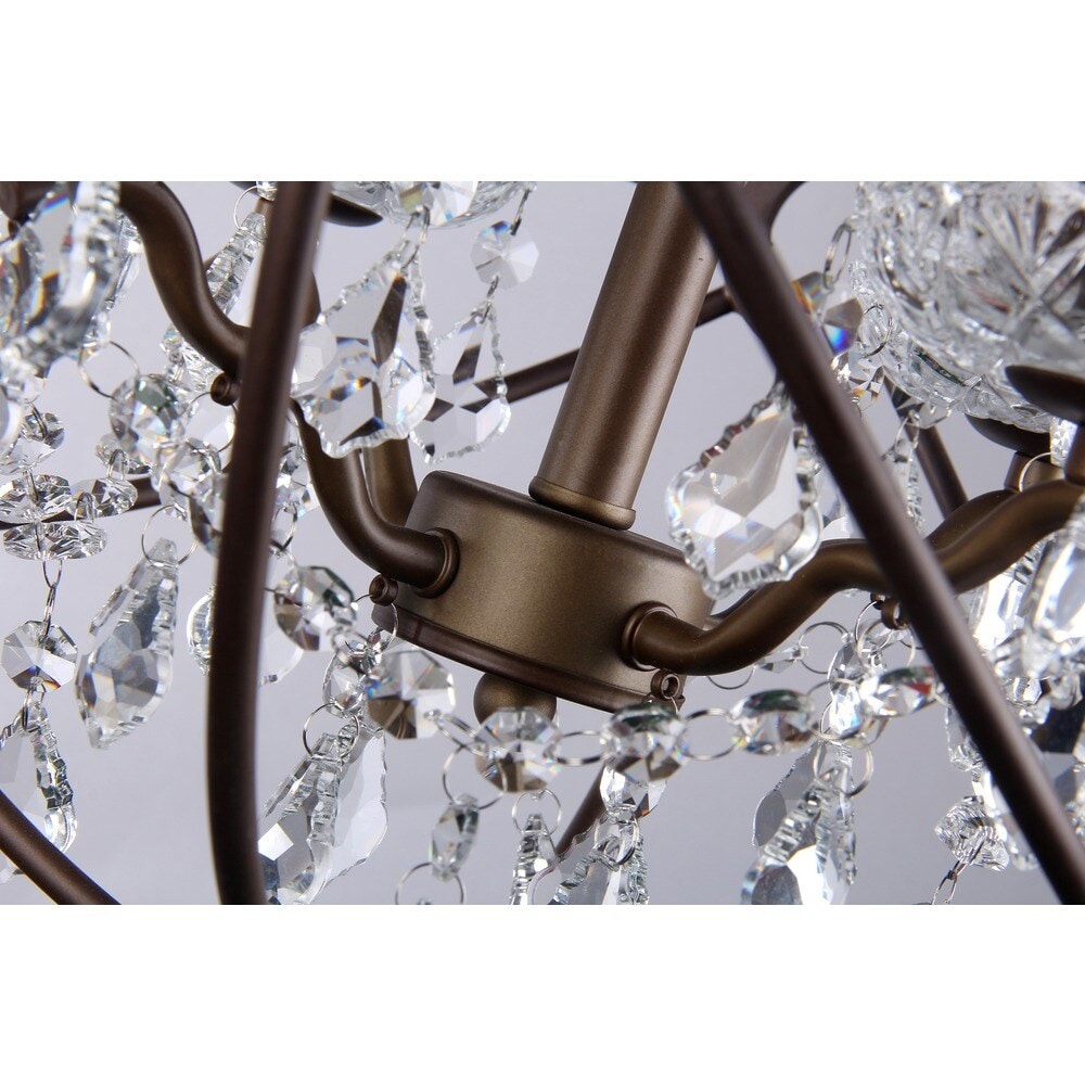 Edwards 17" Antique Bronze Crystal Candle Chandelier