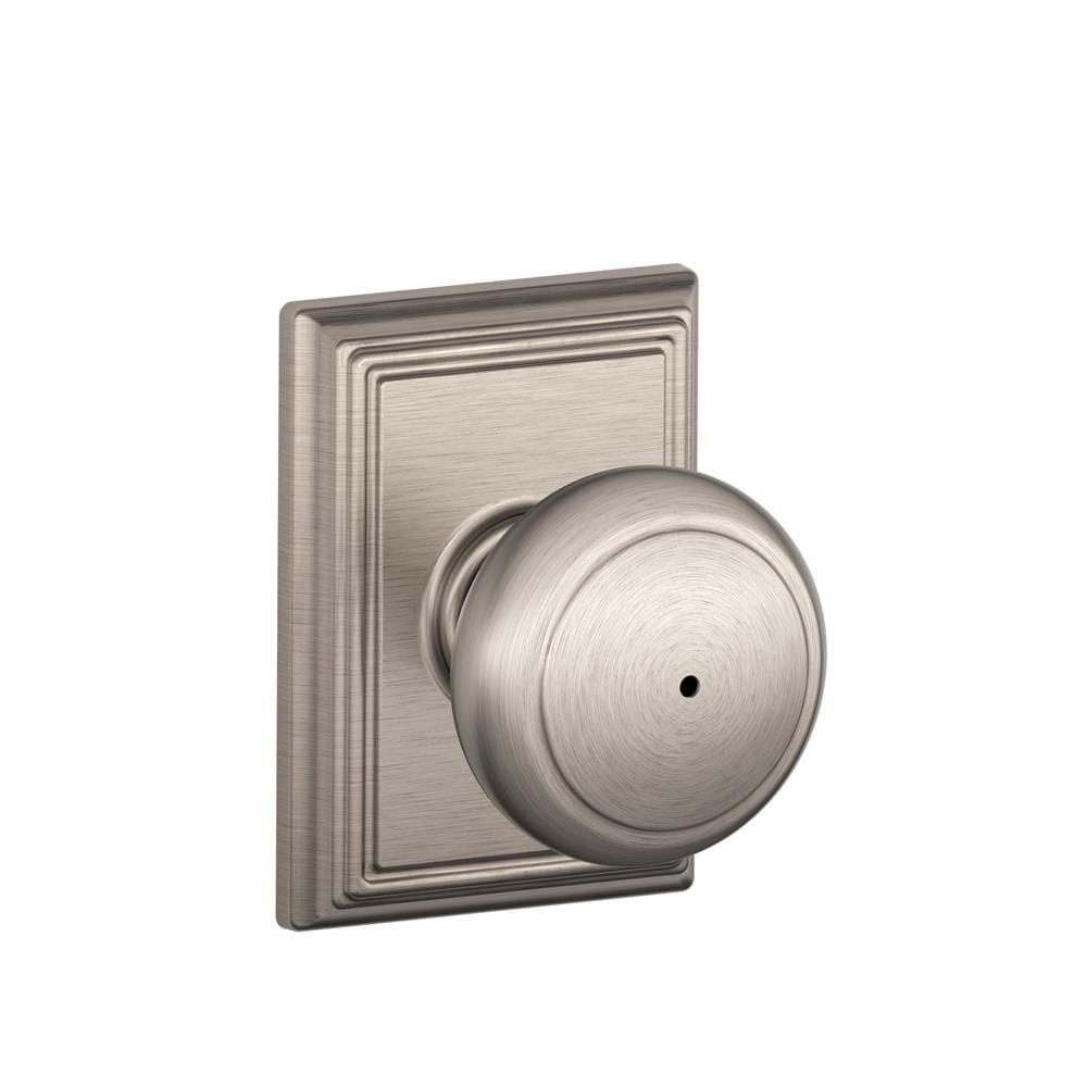 Schlage F40AND619ADD F Series Satin Nickel Interior Bed/Bath Privacy door knob Single pack