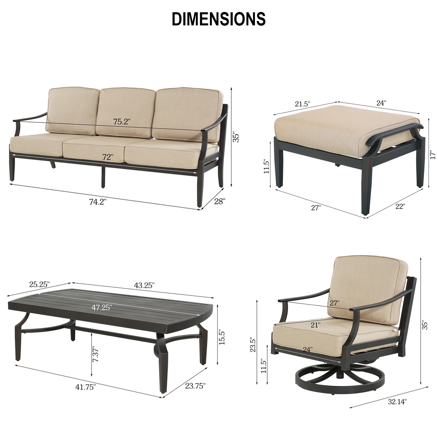 PEAK HOME FURNISHINGS 970461X2-970463-970464-970465 Patio-Conversation-Sets - View #10