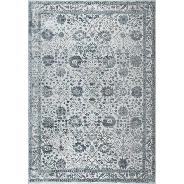 Stain and Fade Resistant Gray-Blue Kenmare Carolina Area Rug Soft Easy to Clean Polyester Indoor 2 x 7 2' x 7' 6048-705 Modern Style Home Dynamix and Nicole Miller 
