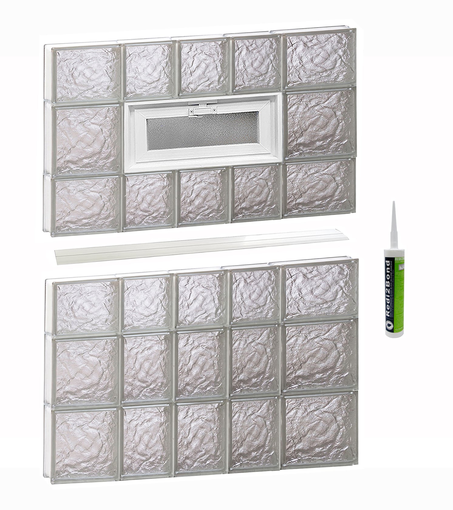REDI2SET V3442IS Ice Glass 32-3/4-in x 40-1/2-in Frameless Replacement Vented Glass Block Window