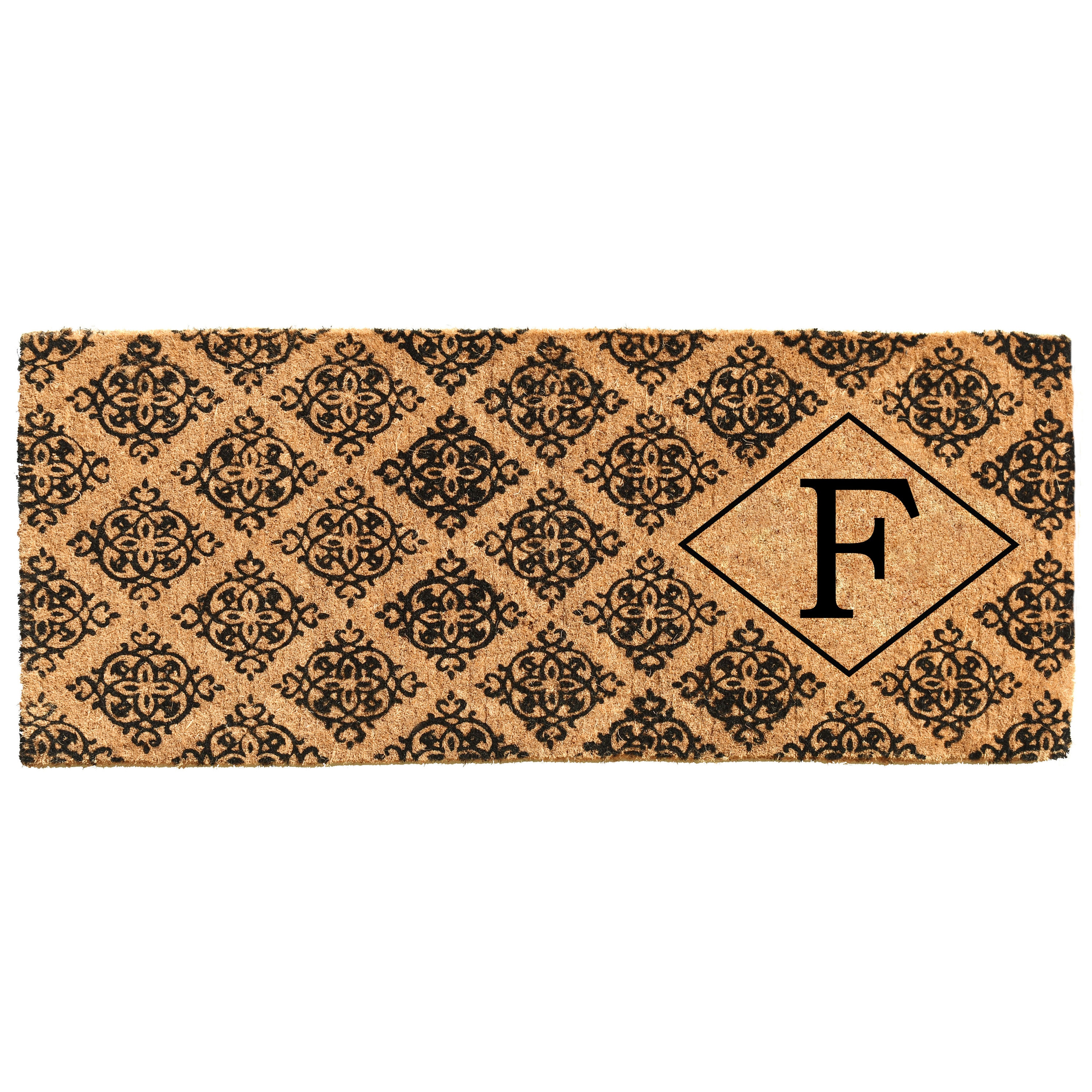 Callowaymills 103331846F 18-in x 46-in Natural/Black Coir Non-Slip Grip Indoor or outdoor Decorative Door Mat