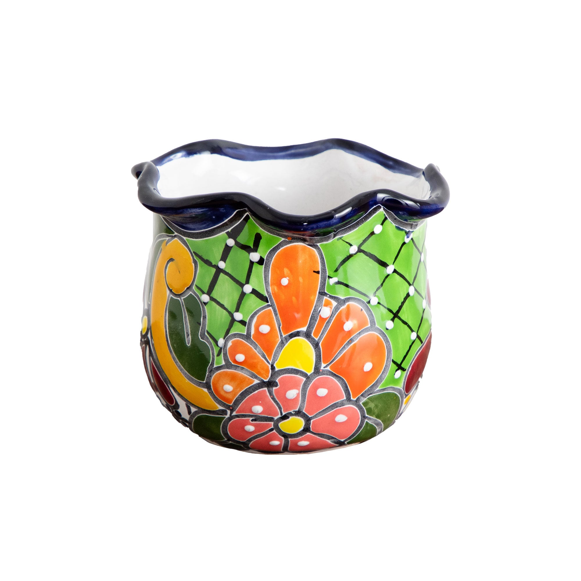 Nearly Natural 7546-S1 Round 7-in W Small Multiple colors/finishes Ceramic Indoor Planter with Drainage Holes