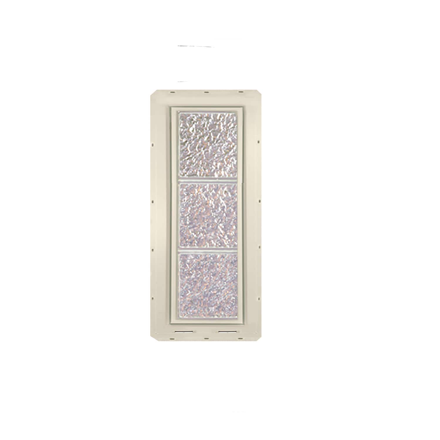 CrystaLok CL0824SISAL Ice Glass 9.25-in x 24.25-in Vinyl New Construction Glass Block Window