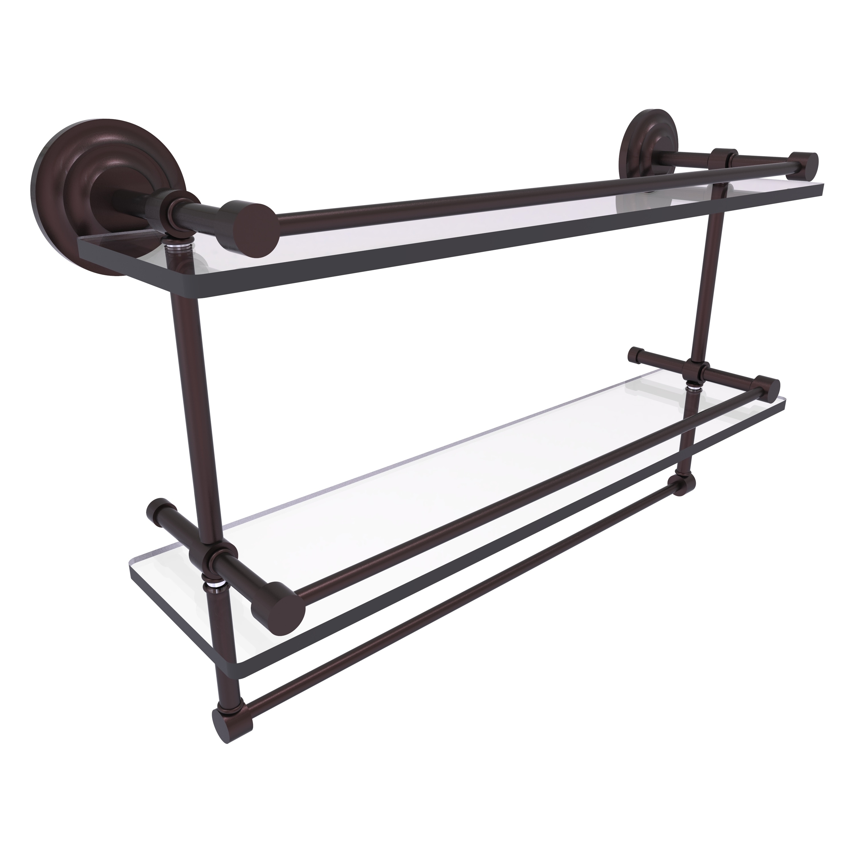 Allied Brass QN-2TB/22-GAL-ABZ Que New Antique Bronze 2-Tier Wall Mount Bathroom Shelf (22-in x 12-in x 5-in)