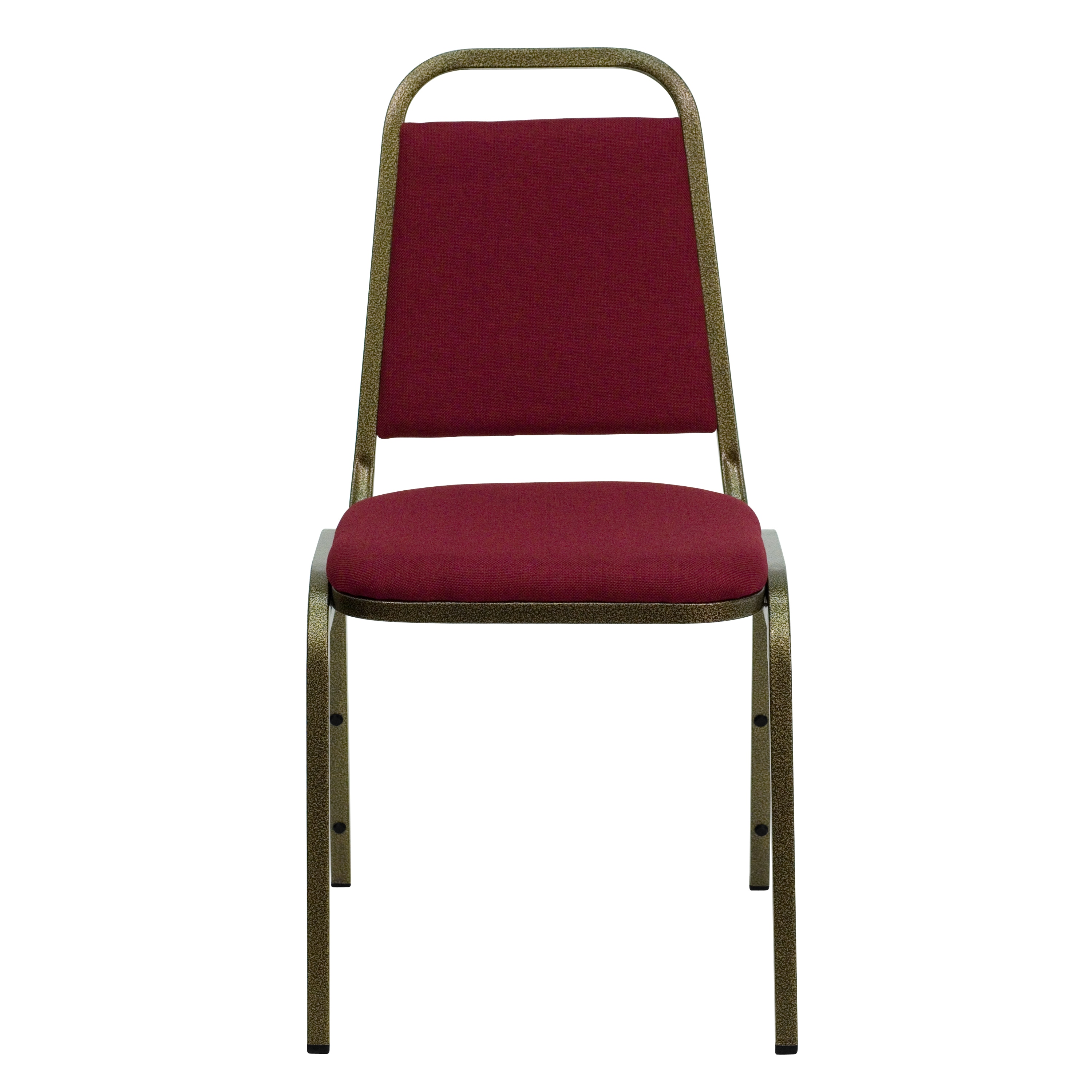 Burgundy Fabric and Gold Steel Stacking Banquet Chair