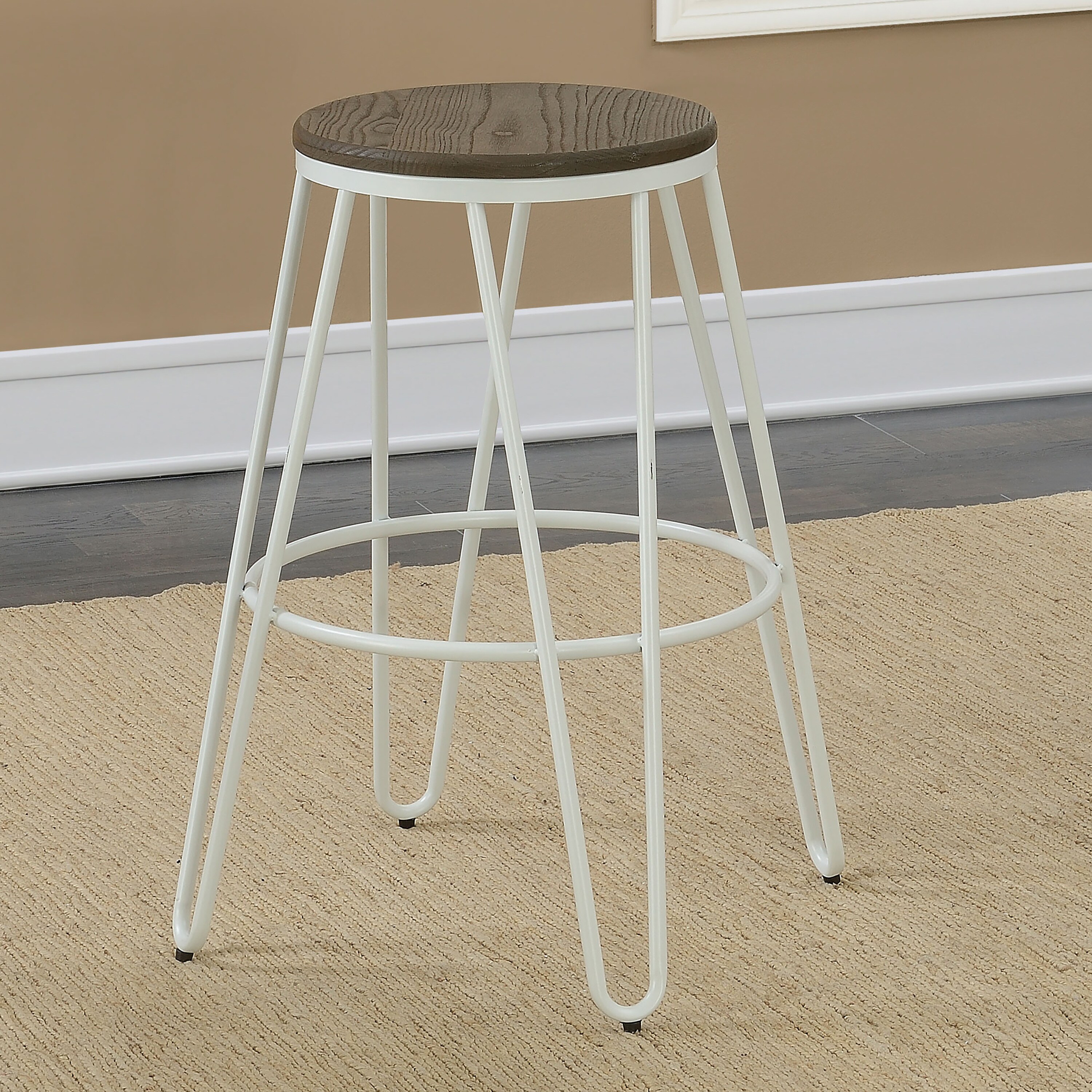 Furniture of America IDF-BR886WH Blue ridge White 26.0-Inches H Counter height Round seat Metal Bar Stool