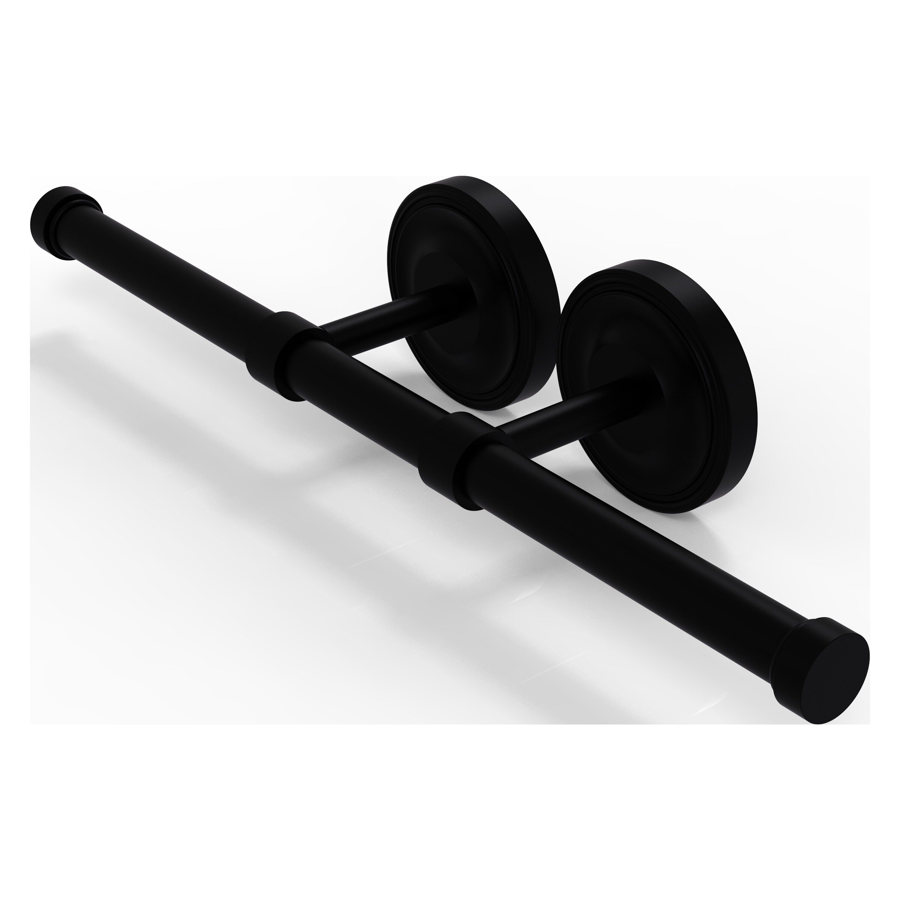 Allied Brass PR-24-2-BKM Prestige Regal Matte Black Wall mount Double post Toilet Paper Holder 2 -Rolls with Storage