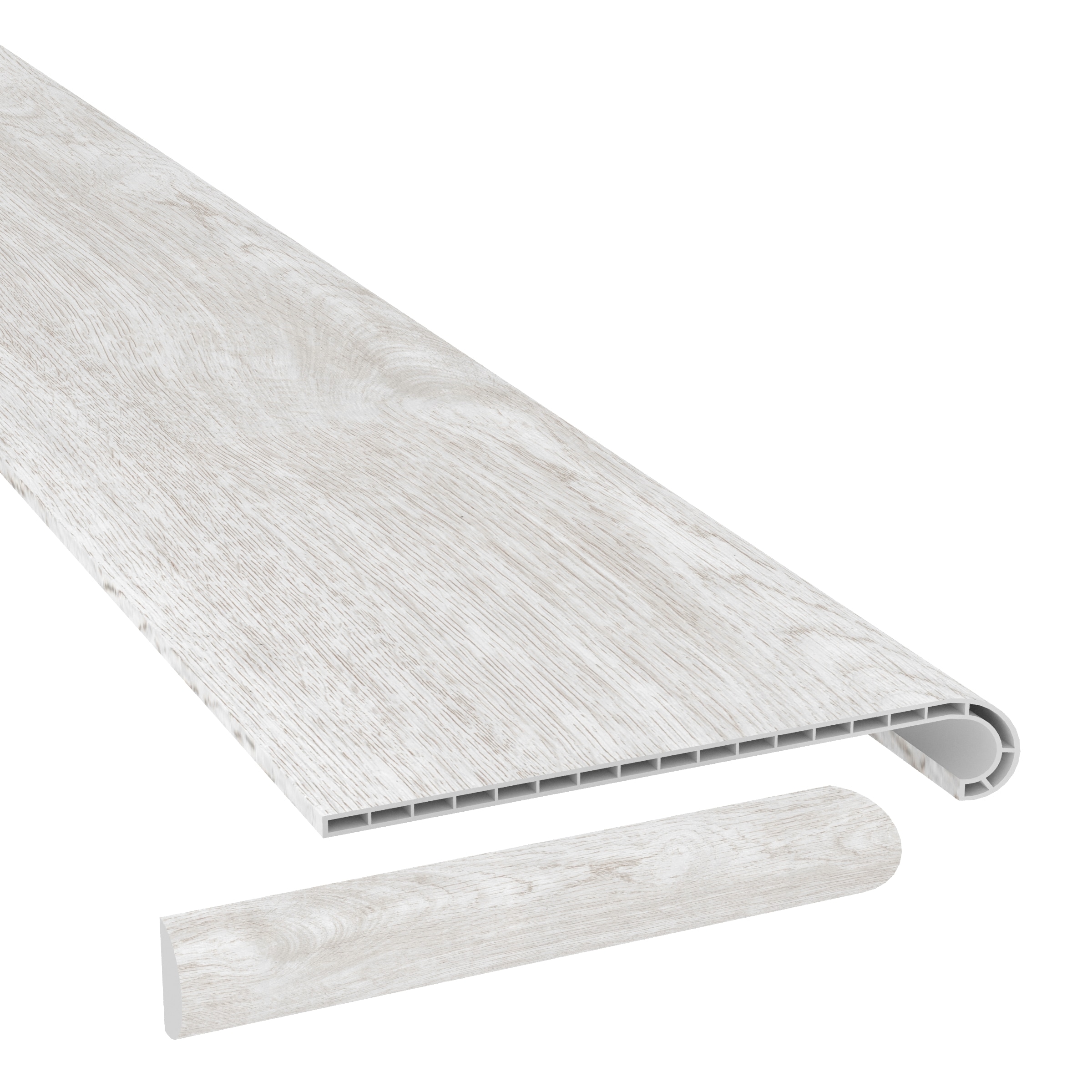 CALI 7902600521 Legends 12.2-in x 49.8-in x 1.73-in Saltwater Oak Prefinished Vinyl Overlap Stair Nosing