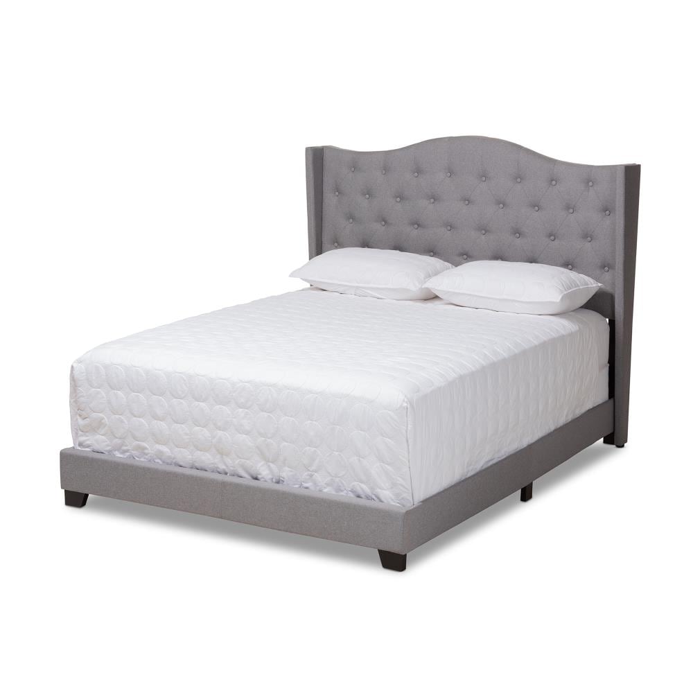 Baxton Studio Alesha Grey King Wood Upholstered Bed in the Beds