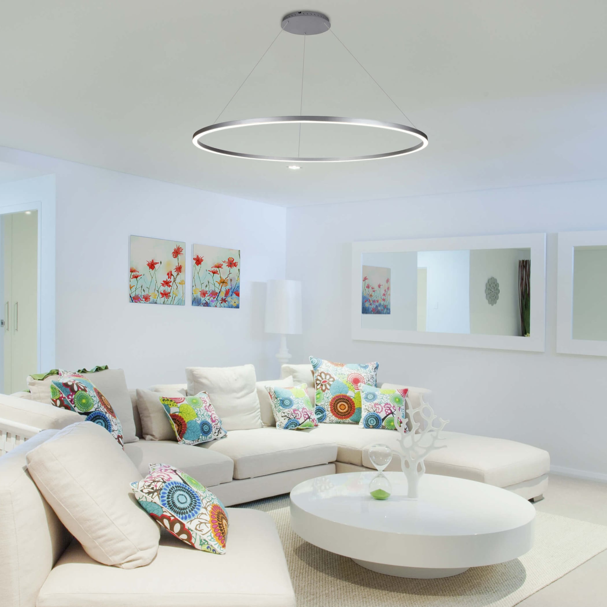 Tania Nickel 39" Drum LED Pendant Chandelier