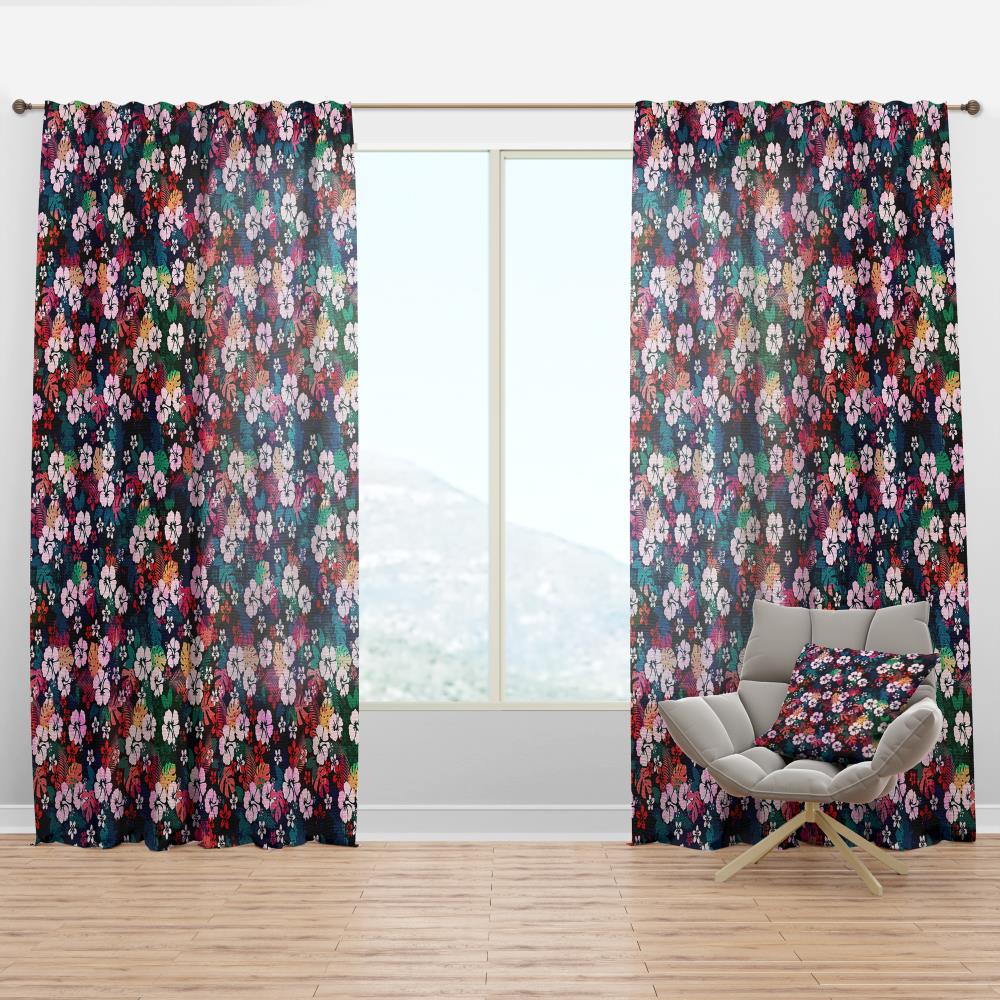 Designart CTN19312-52-90 90-Inches Red Floral Room darkening Thermal lined Rod pocket Single curtain panel