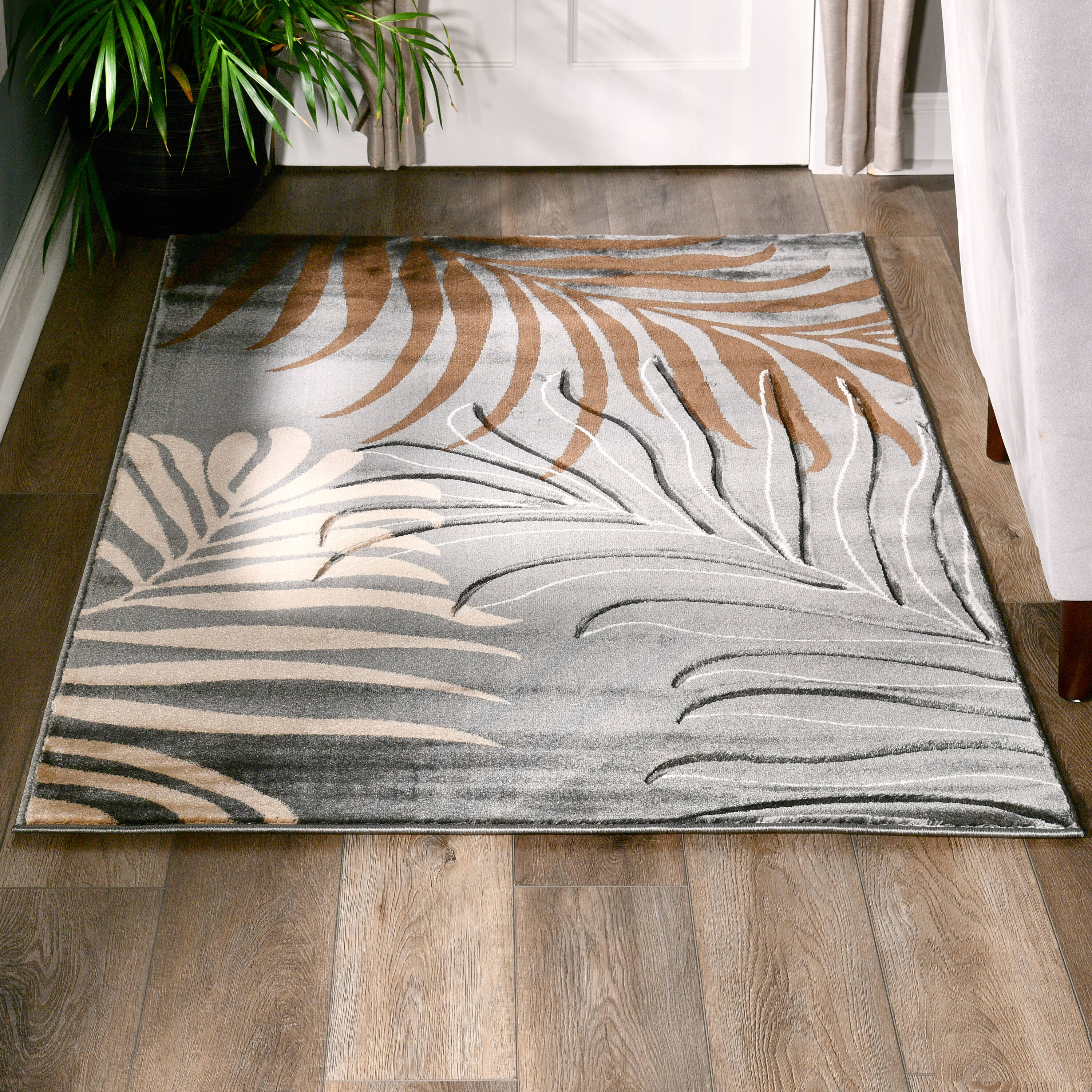 MDA Rugs GM0423 Glamour 2 x 3 (ft) Polypropylene Gray/Brown Rectangular Indoor Abstract Area rug