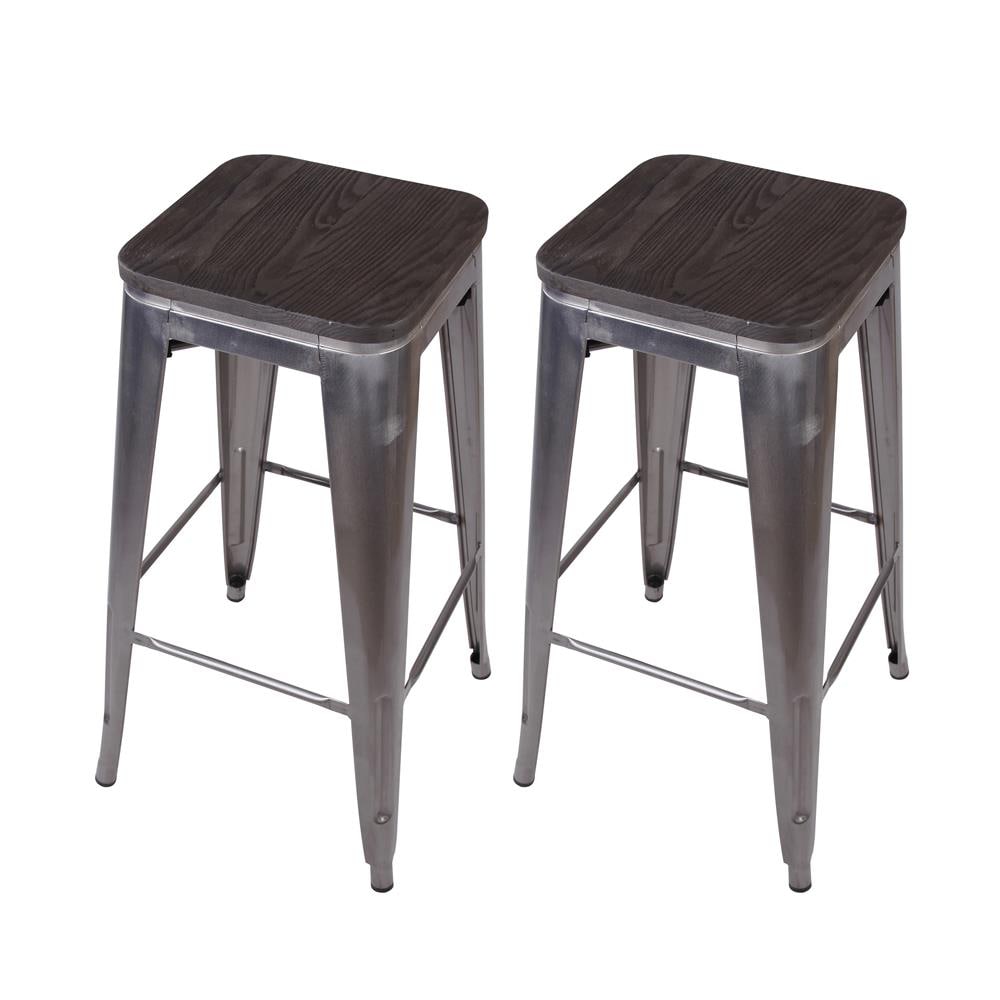 GIA M01-30GM_DWOOD_2_LWS 30 inch metal bar stool Gunmetal 30.0-Inches H Bar height Stackable Metal Bar Stool