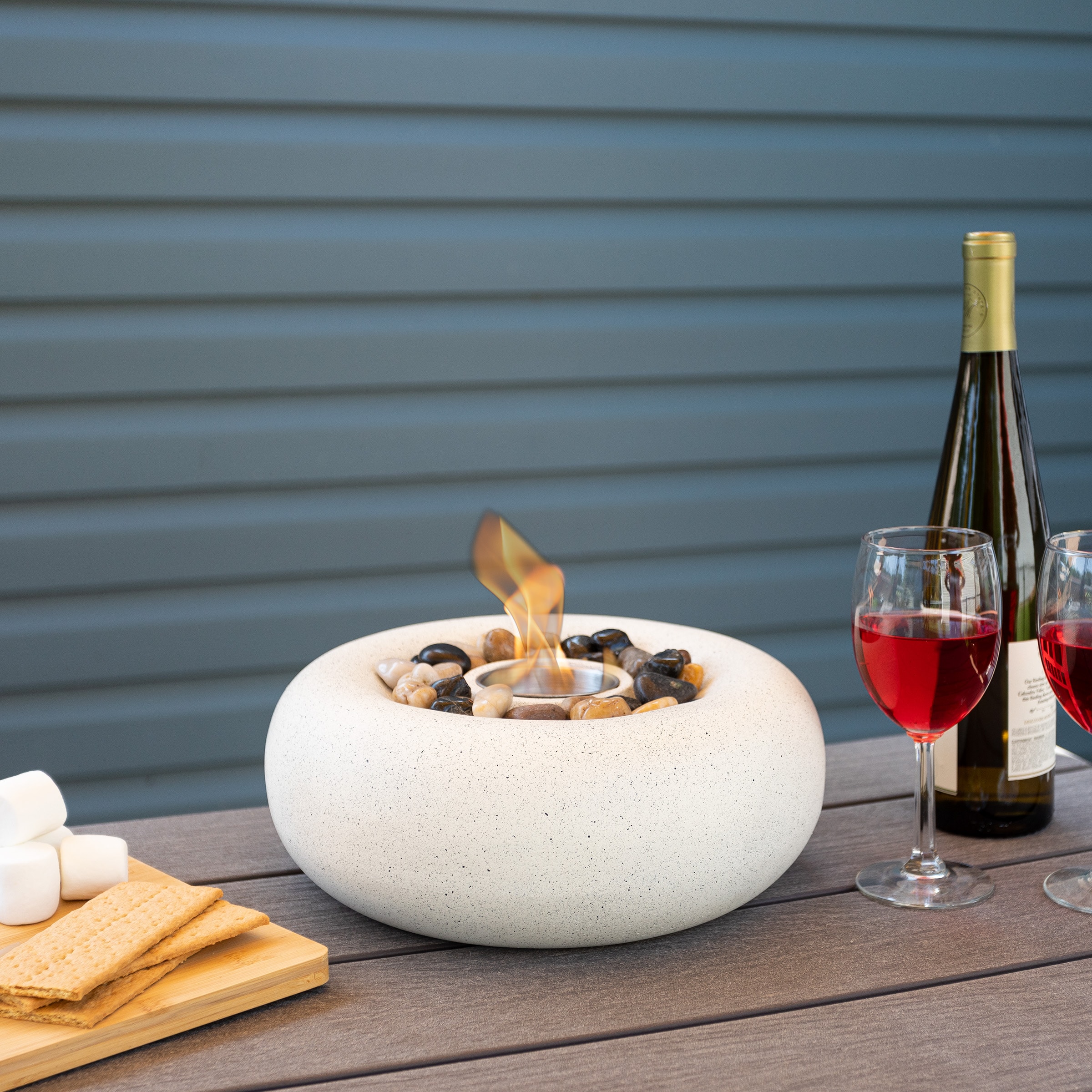 Pure Garden 50-LG1394 3-in W Portable Concrete Tabletop Liquid propane Fire pit