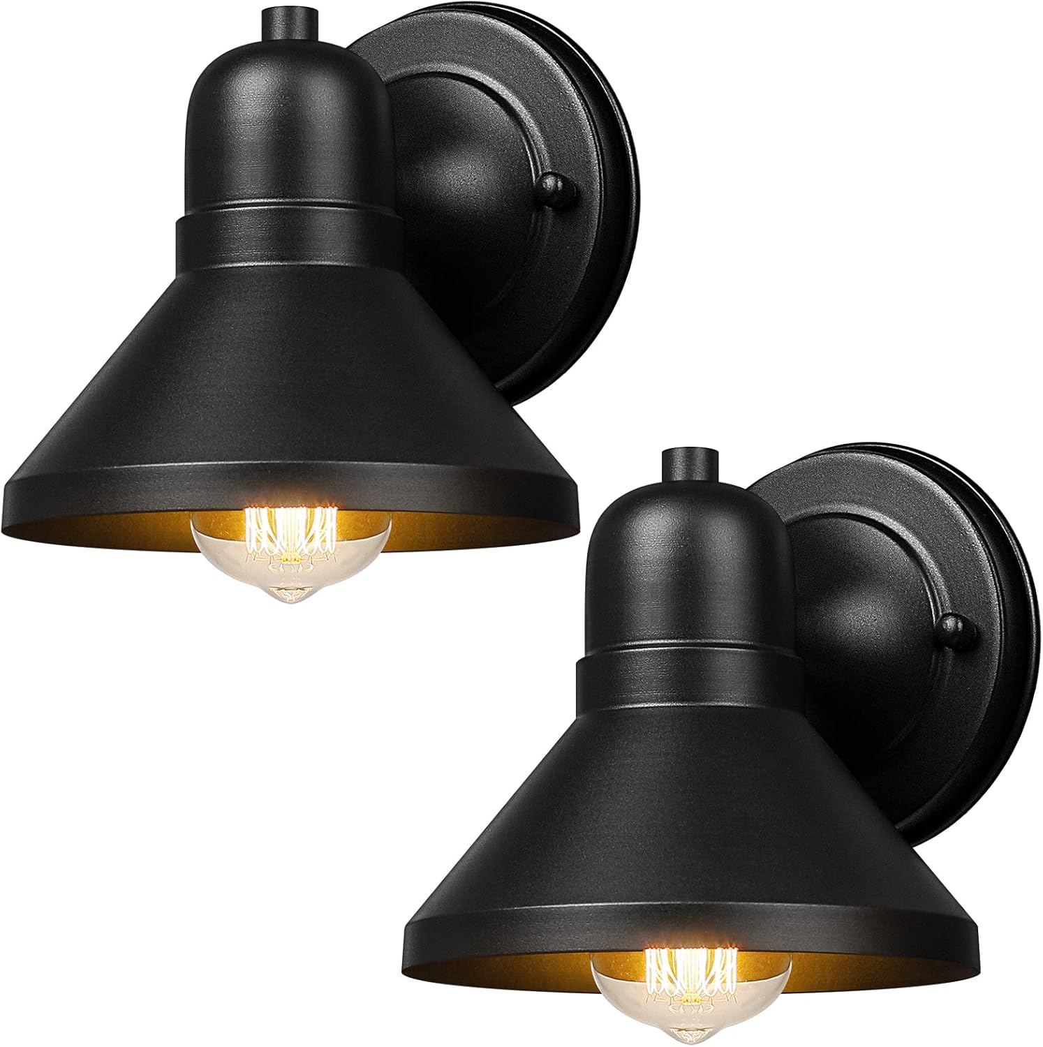 Nordic Hygge - Outdoor Lanterns 2 Pack Exterior Light Fixtures Waterproof Anti Rust Black Wall Mo...