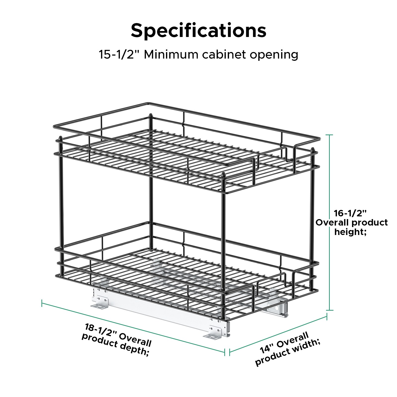 HomLux Pull Out Cabinet Organizer 14-in W x 16.4-in H x 18-in D Black  Unfinished Cabinet Roll-out Tray in the Kitchen Cabinet Accessories  department at