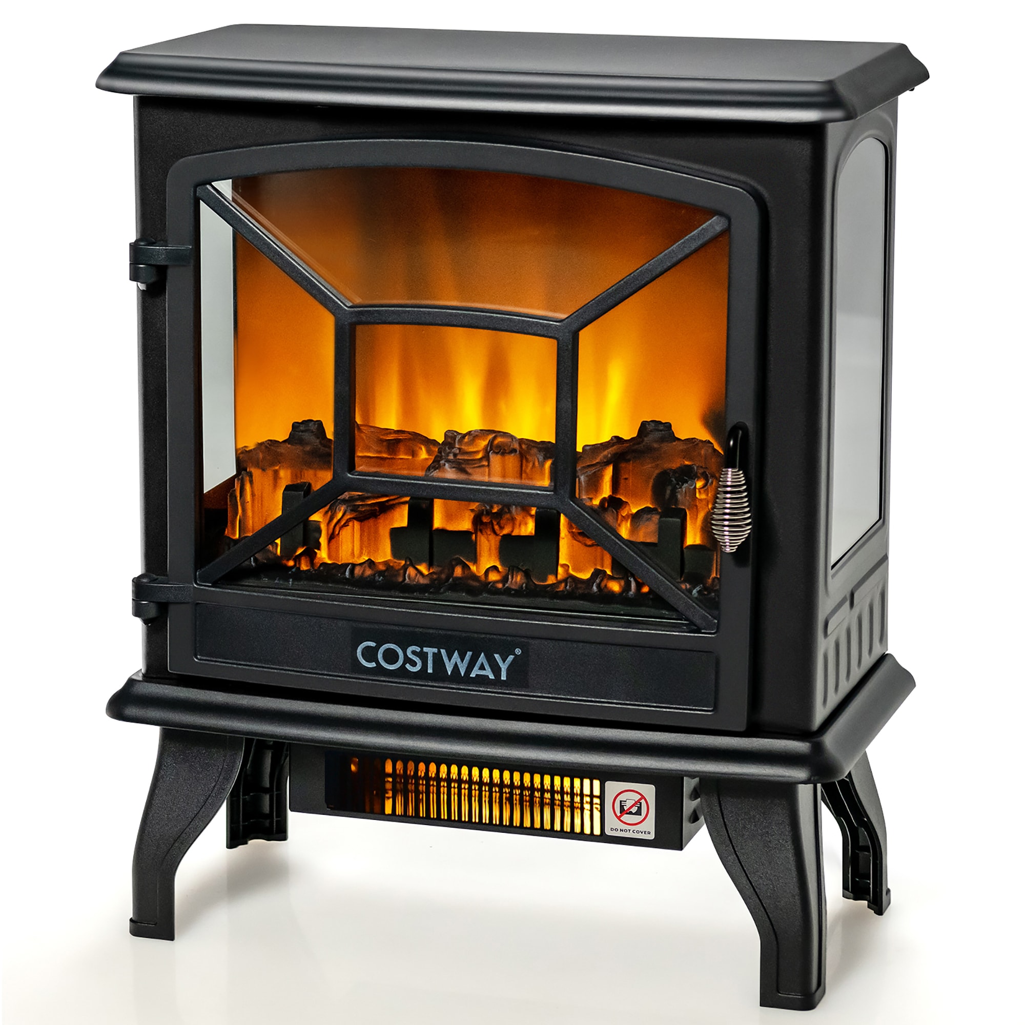 Costway SWL00004 15-Inches W Black Free standing Infrared quartz Flat wall Electric Fireplace with Remote Control Included
