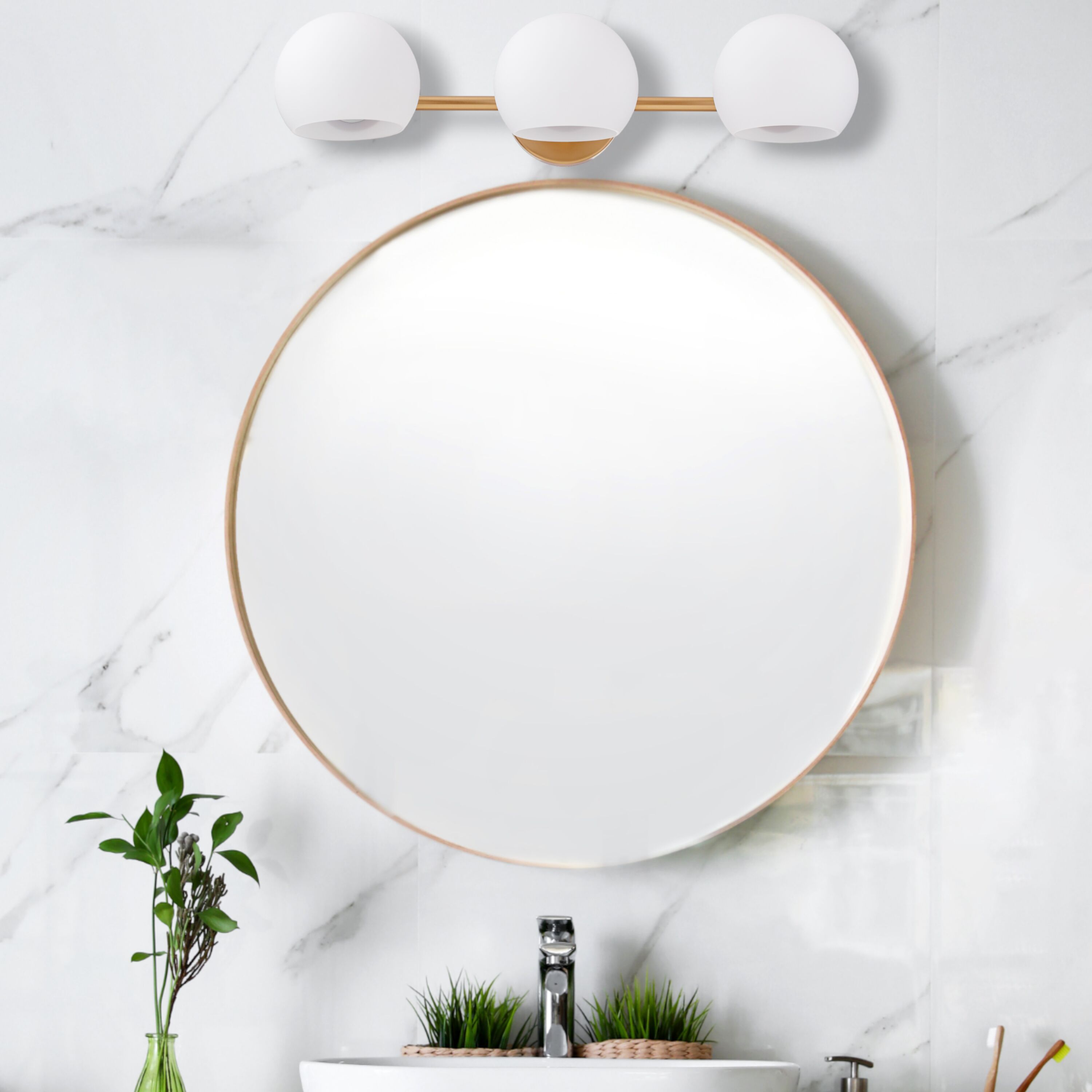 Origin 21 EE70451B Nova 23.7-in 3 -Light Champagne Mid-century Vanity light