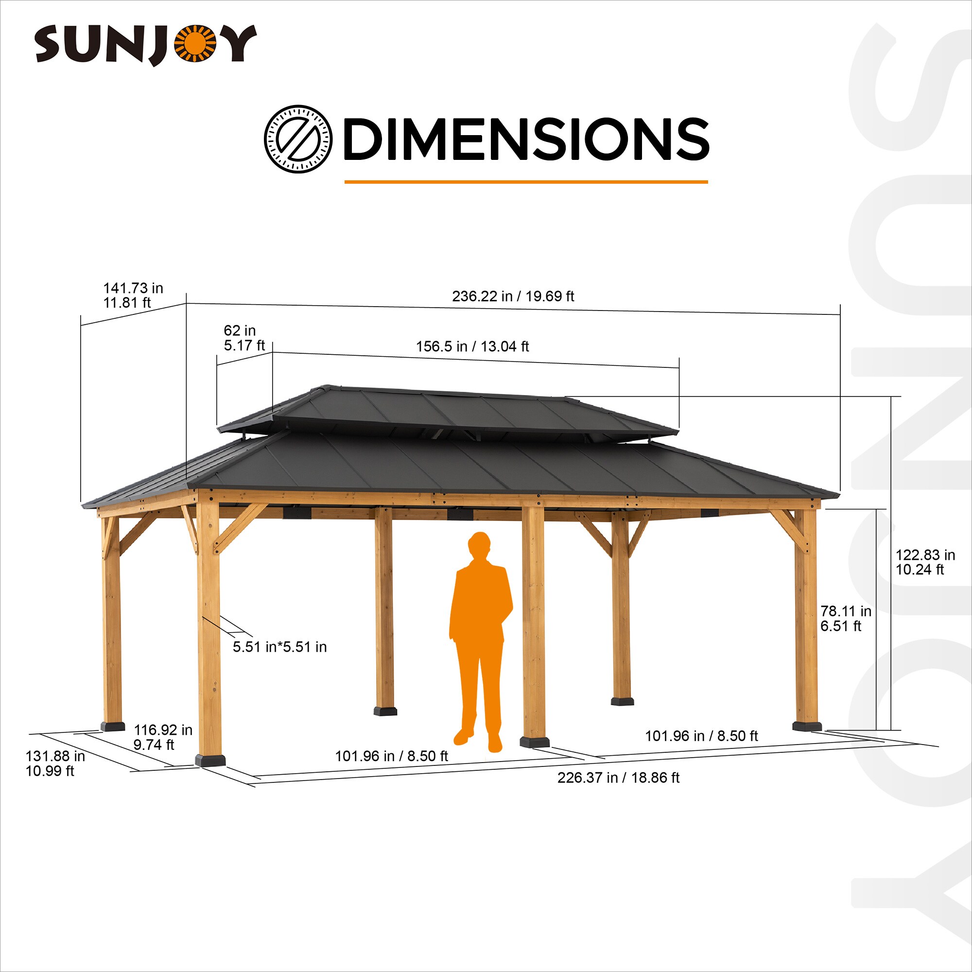 Sunjoy A102032650 Wood-Resin-Gazebos - View #3
