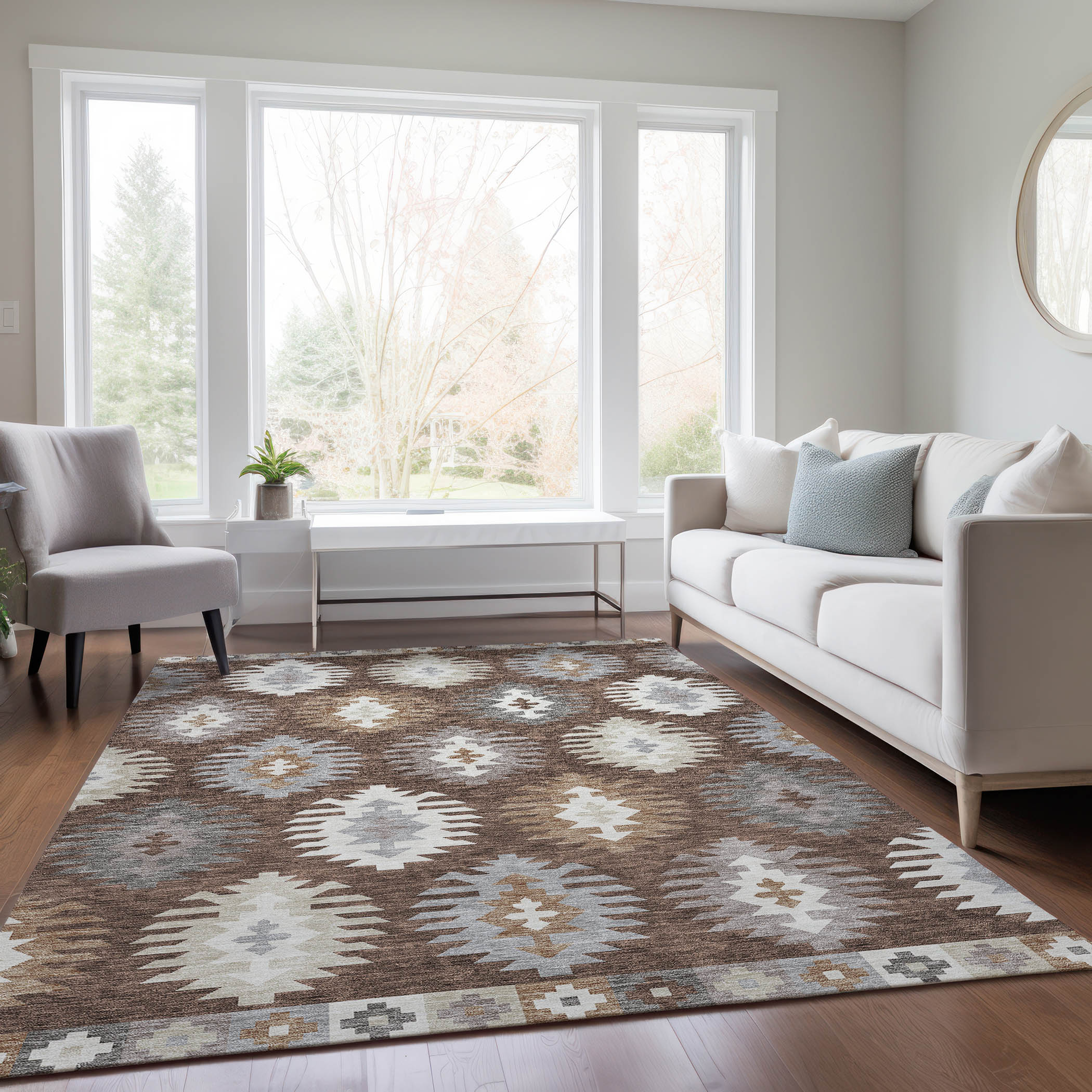 Addison Rugs ACN983BR5X8 Chantille ACN983BR 5 x 7 (ft) Loomed Polyester Brown Rectangular Indoor/Outdoor Machine washable Area rug