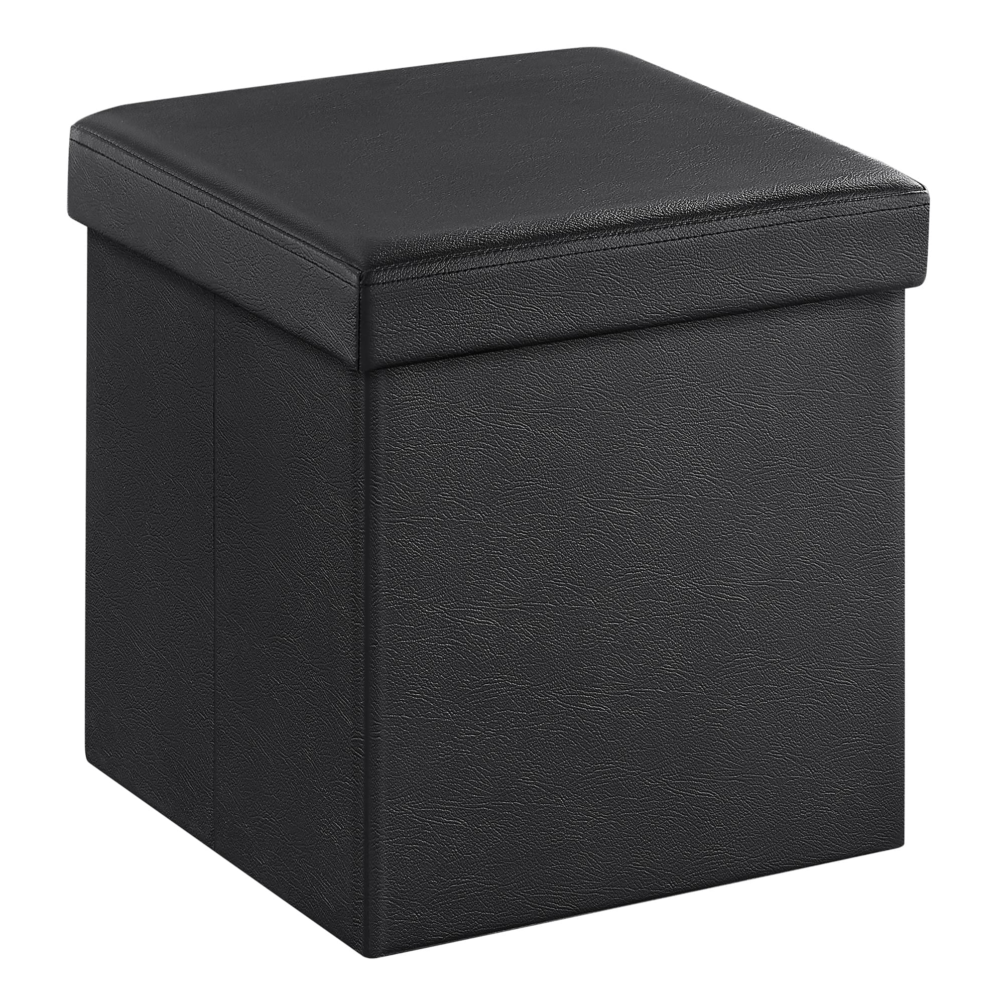 SONGMICS HOME LSF77K 15-Inch Storage Ottoman – Footstool and Seat with Synthetic Leather Supports Up to 660 lb in Black