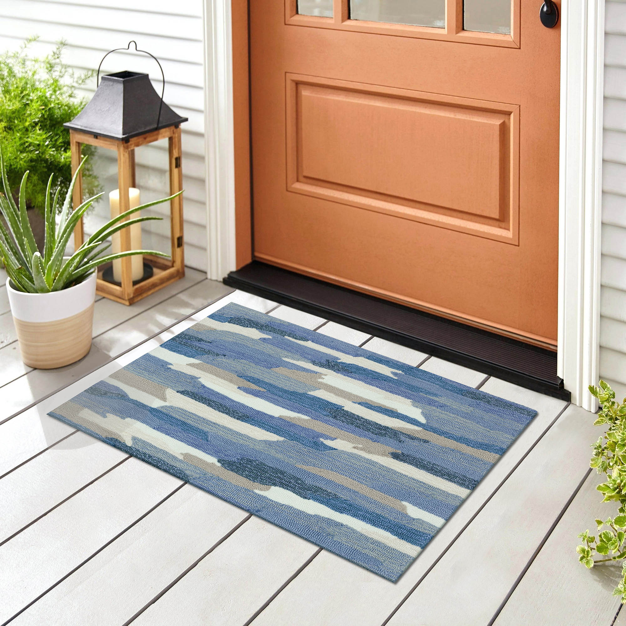 Liora Manne CAP23172523 Capri 2 x 3 (ft) Tufted Polyester Soft Blue Rectangular Indoor/Outdoor Abstract Coastal Throw rug