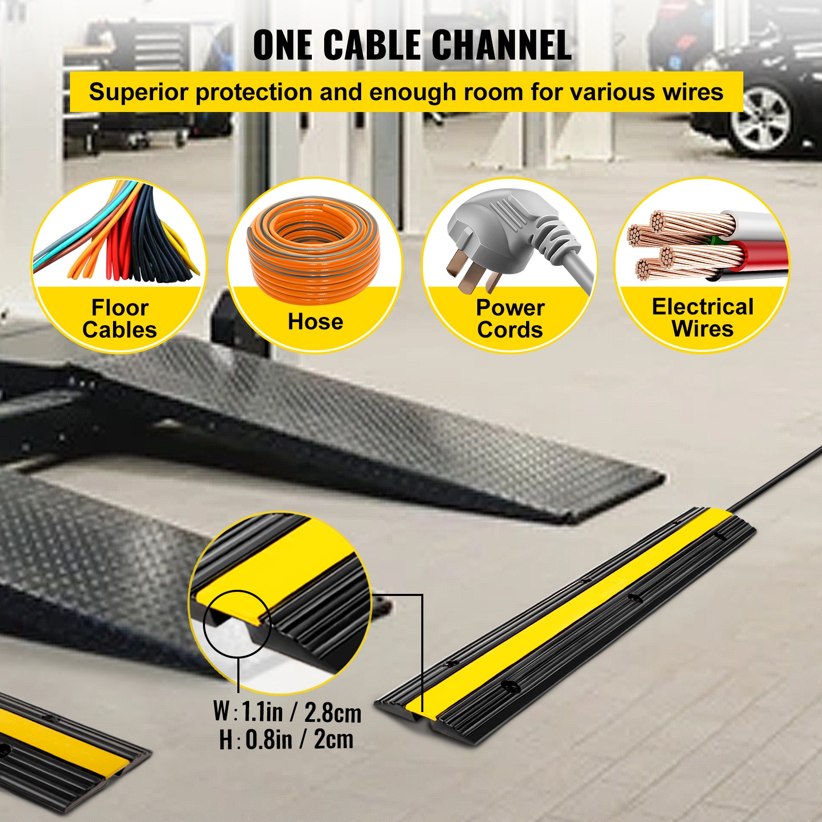 6.5 Feet Heavy Duty Cable Protector + Cord Cover — 3 Cord  Channels — Durable Black PVC is Flexible, Odor Free, Easy to Unroll and  Open — Conceal Wires at Home