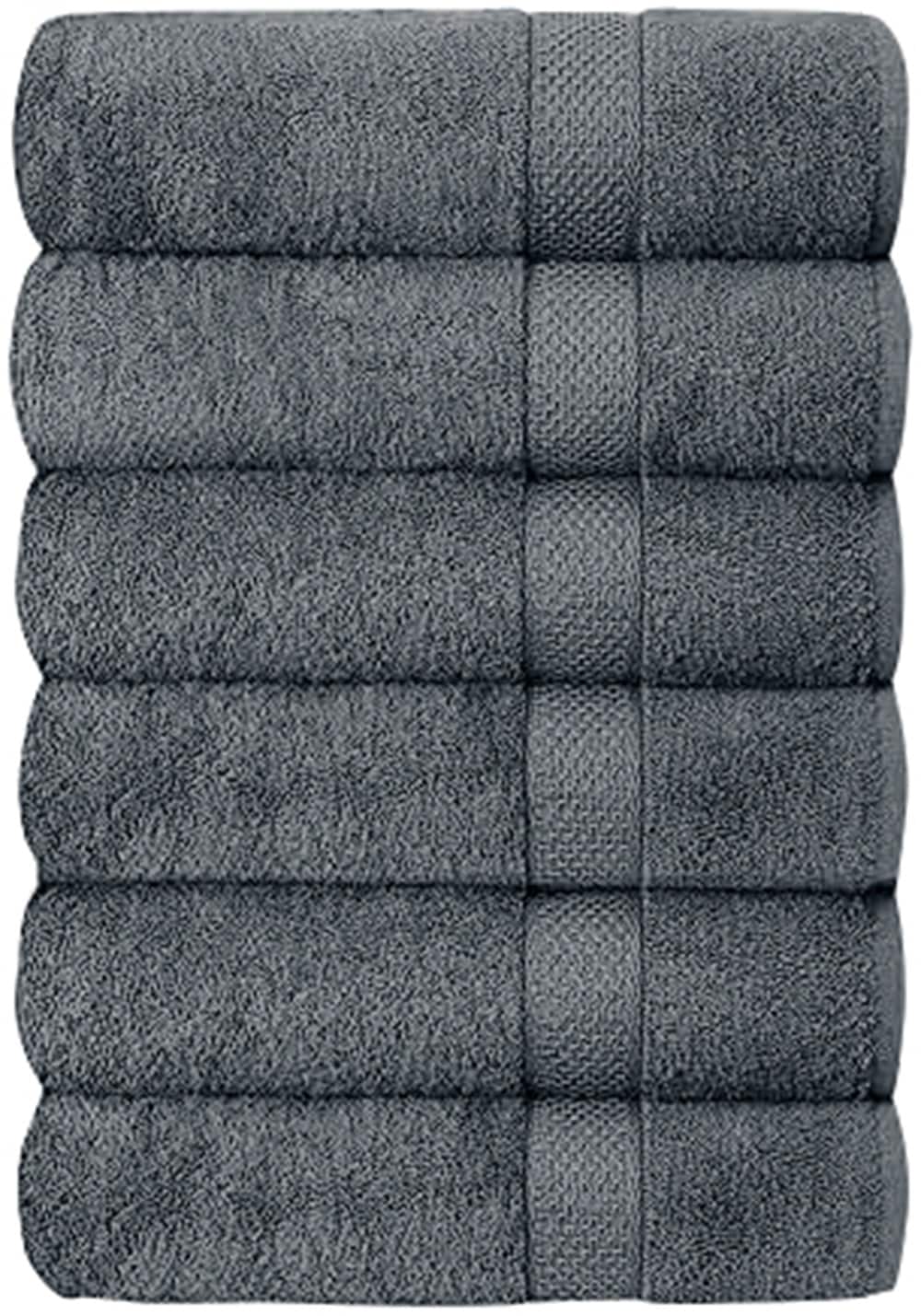 J&V TEXTILES 6PK TWL GRAY Set of 6 Hotel and Spa Cotton Bath Towels