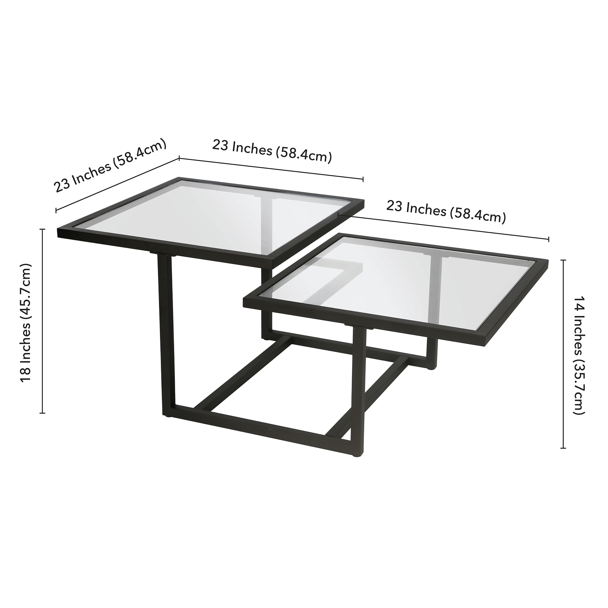 Amalie Blackened Bronze Rectangular Glass Coffee Table, 43"W