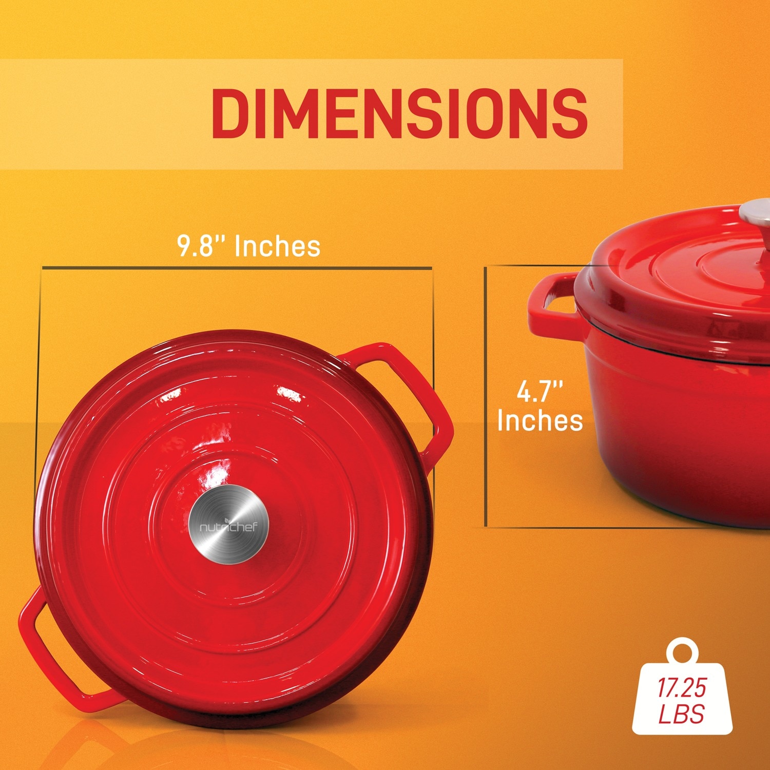 Kitchen Aid 3 QT Enameled Cast Iron Dutch Oven Pot Casserole - RED