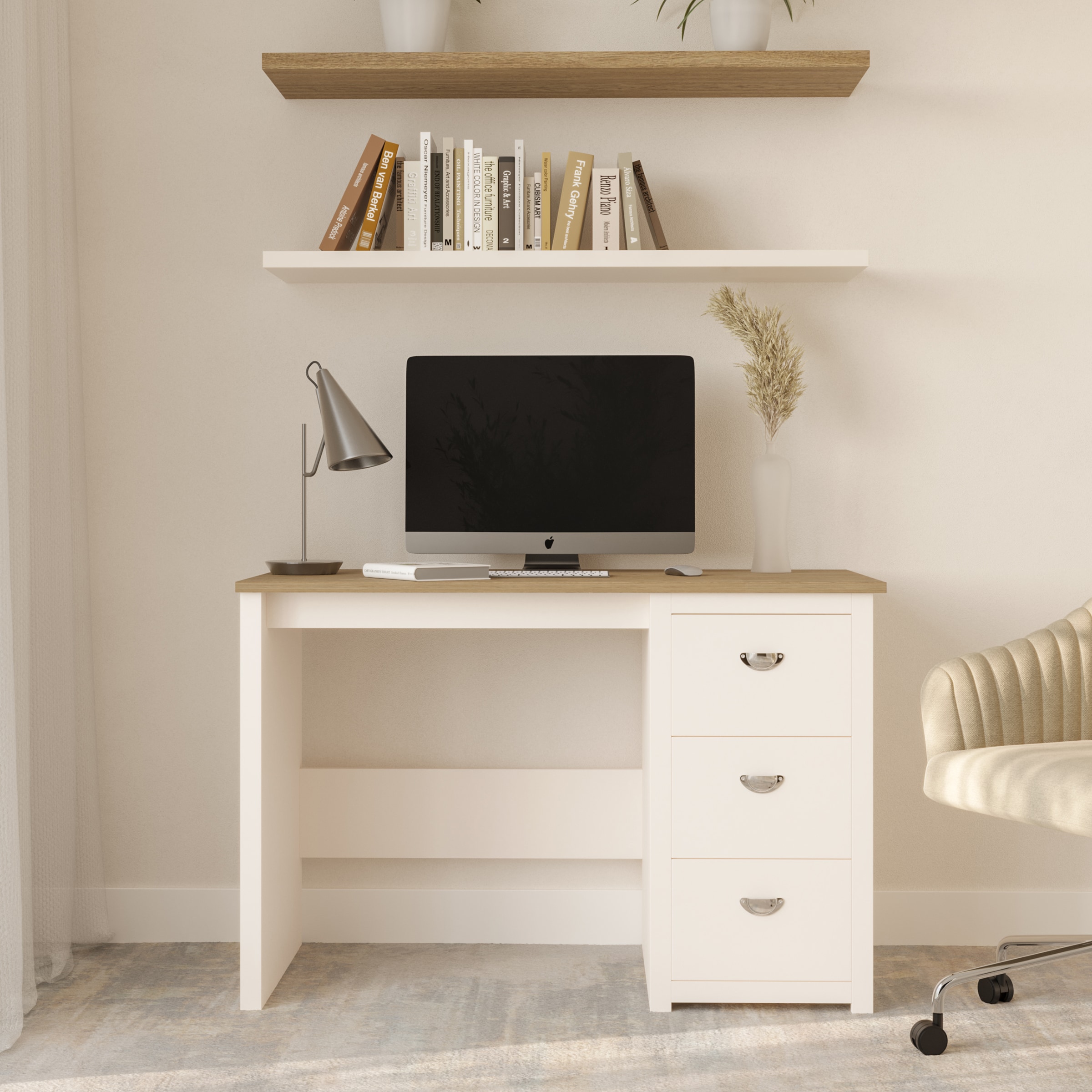 Lavish Home 80-DESK-WD-DR Computer Desk with 3 Drawers