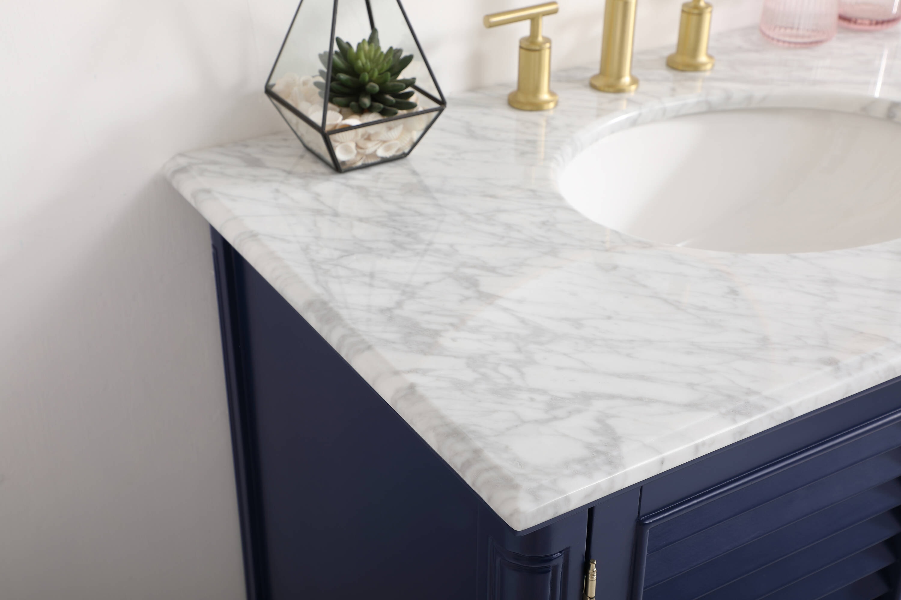 Rhodes 36" Blue Solid Wood Single Bathroom Vanity with Marble Top